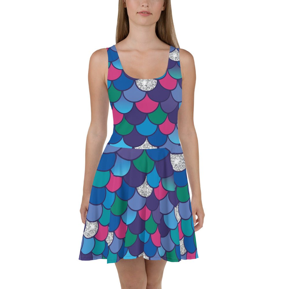 Rainbow Fish Scales Skater Dress S