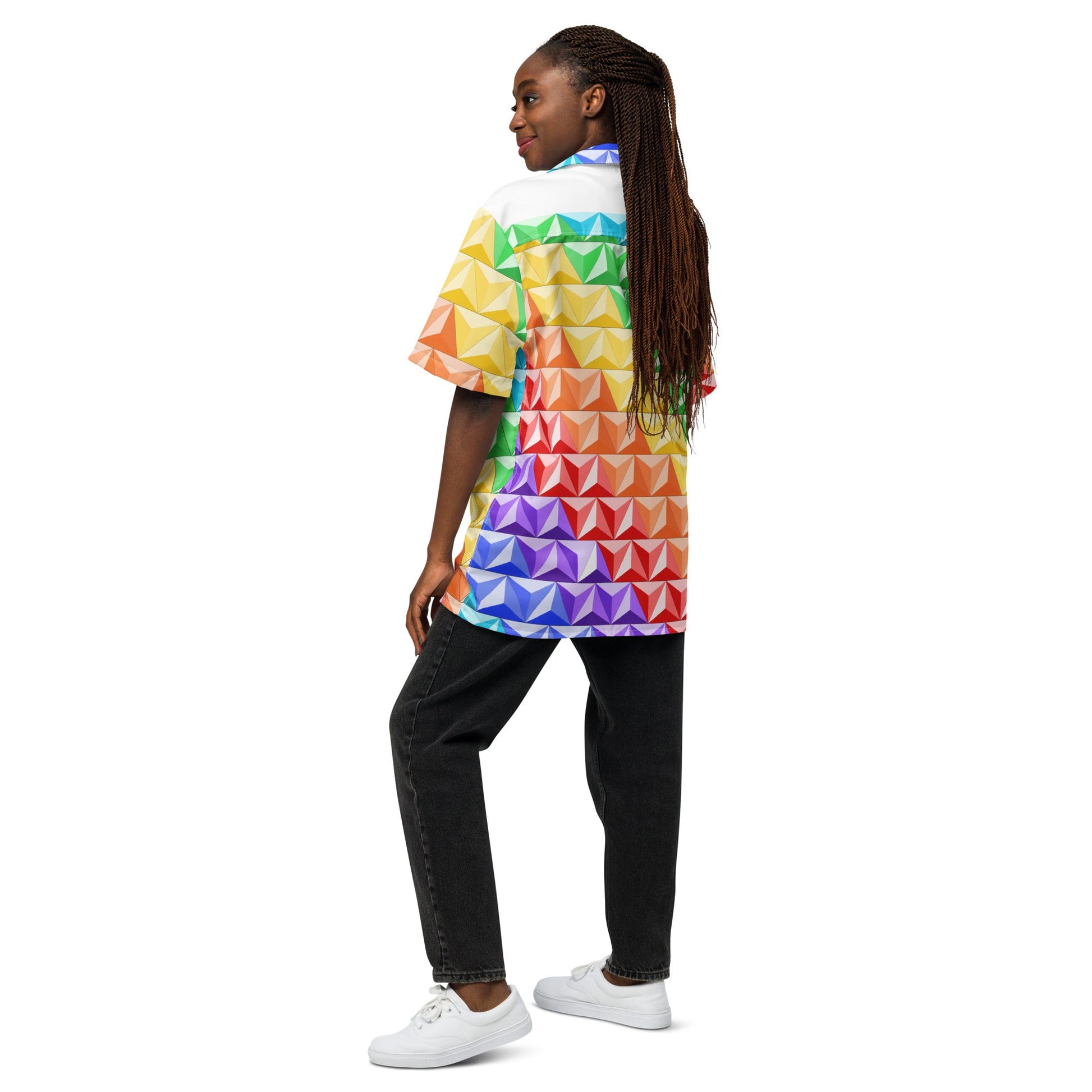 Rainbow World of Tomorrow Unisex button shirt active wearcalifornia adventureclothing#tag4##tag5##tag6#
