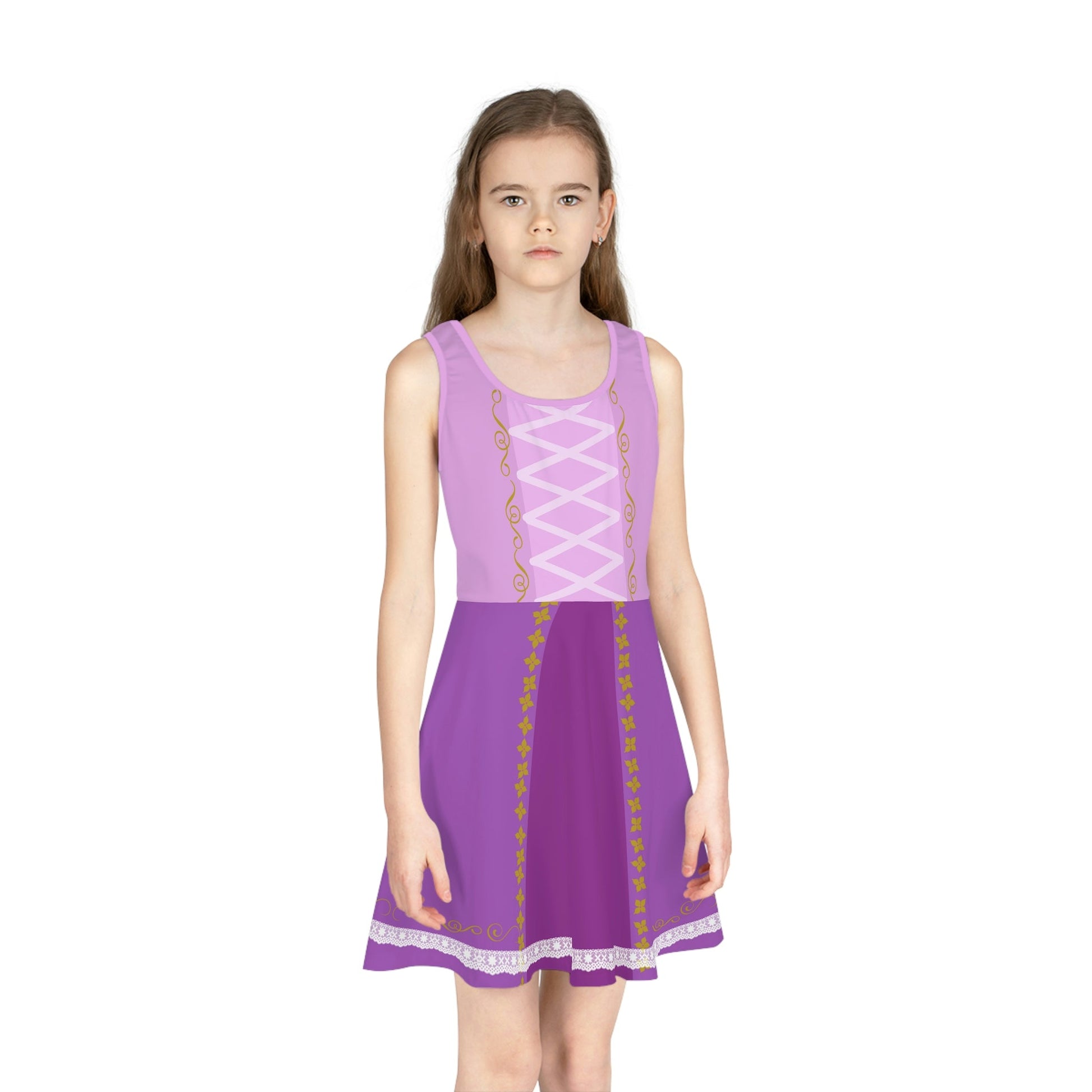 Rapunzel Inspired Girls' Sleeveless Sundress (AOP) All Over PrintAOPAOP Clothing#tag4##tag5##tag6#