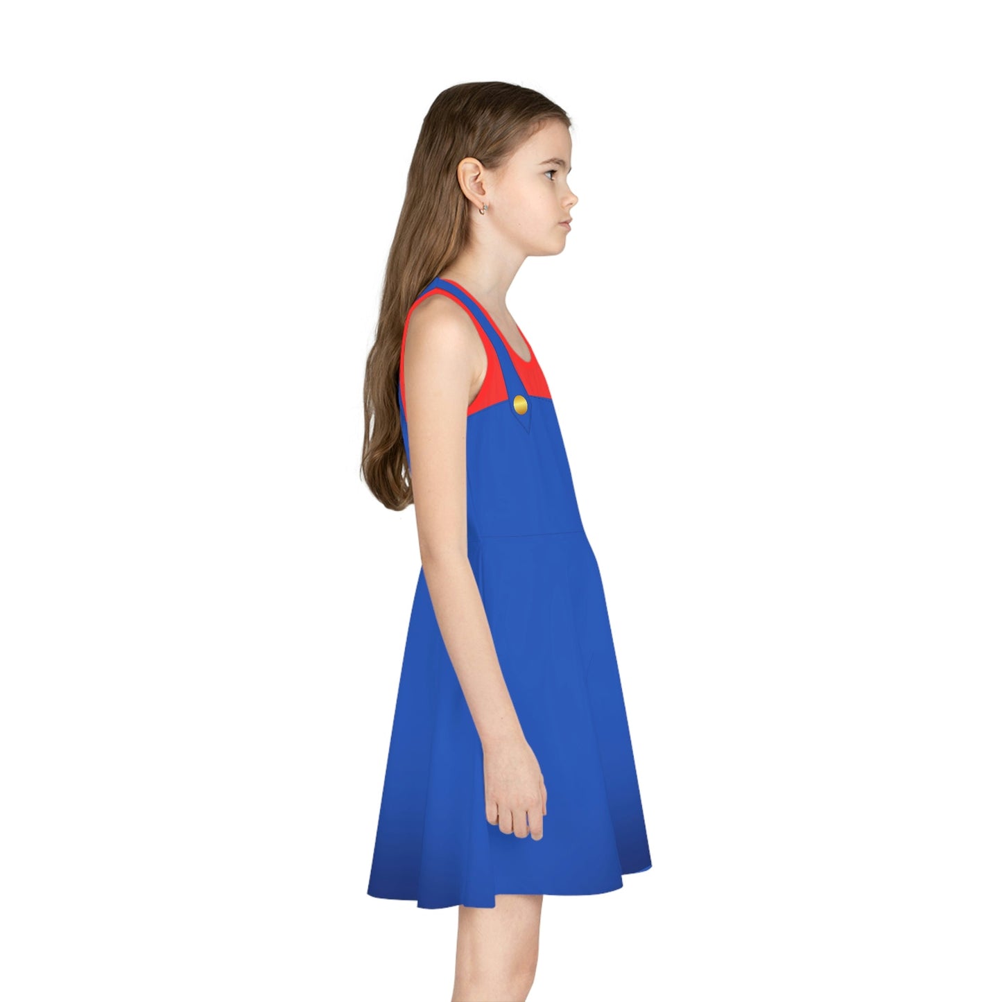 Red Video Game Guy Girls' Sleeveless Sundress All Over PrintAOPAOP Clothing#tag4##tag5##tag6#