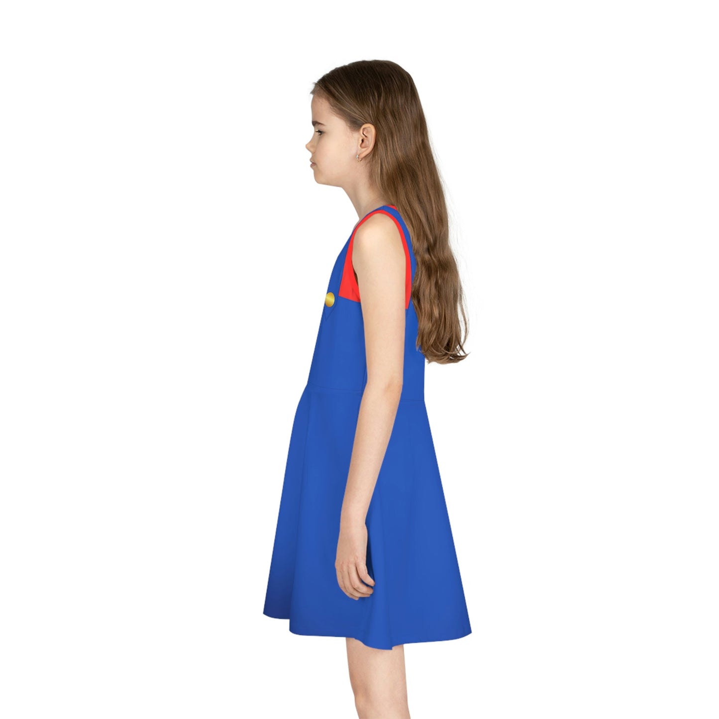 Red Video Game Guy Girls' Sleeveless Sundress All Over PrintAOPAOP Clothing#tag4##tag5##tag6#