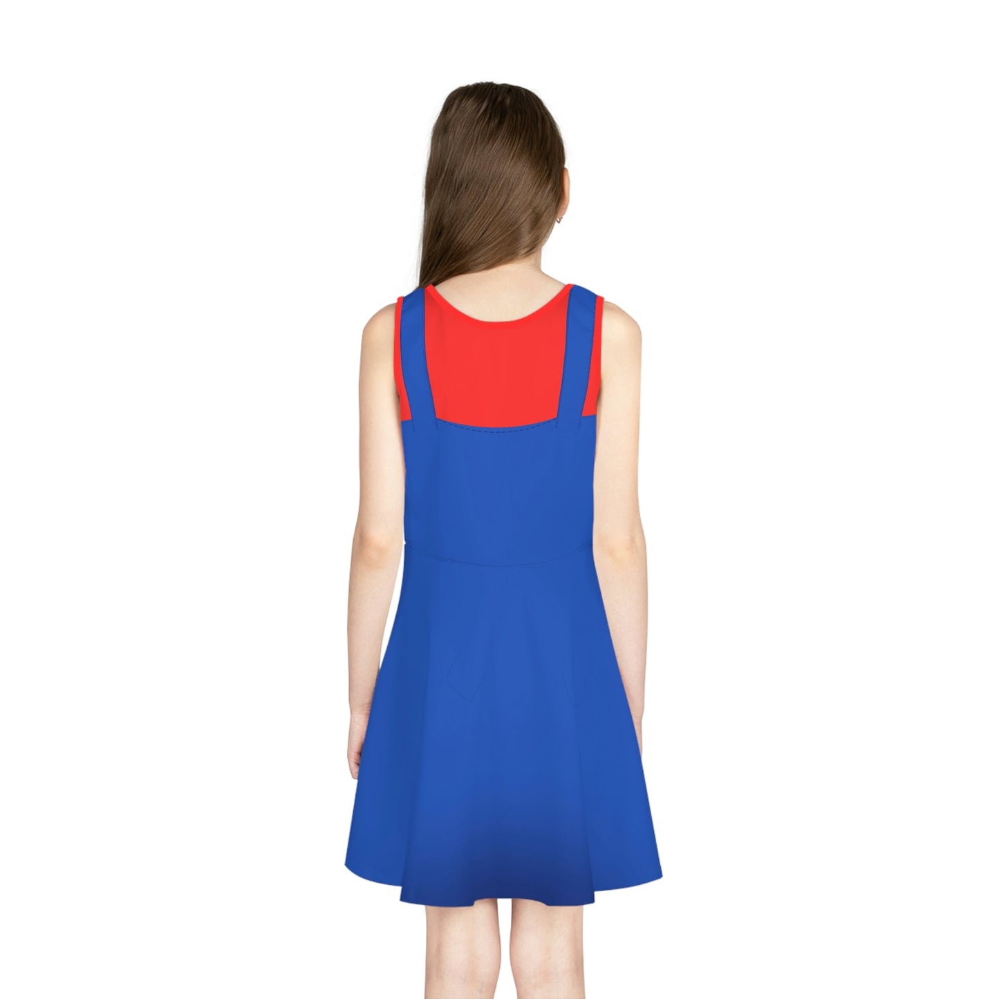 Red Video Game Guy Girls' Sleeveless Sundress All Over PrintAOPAOP Clothing#tag4##tag5##tag6#