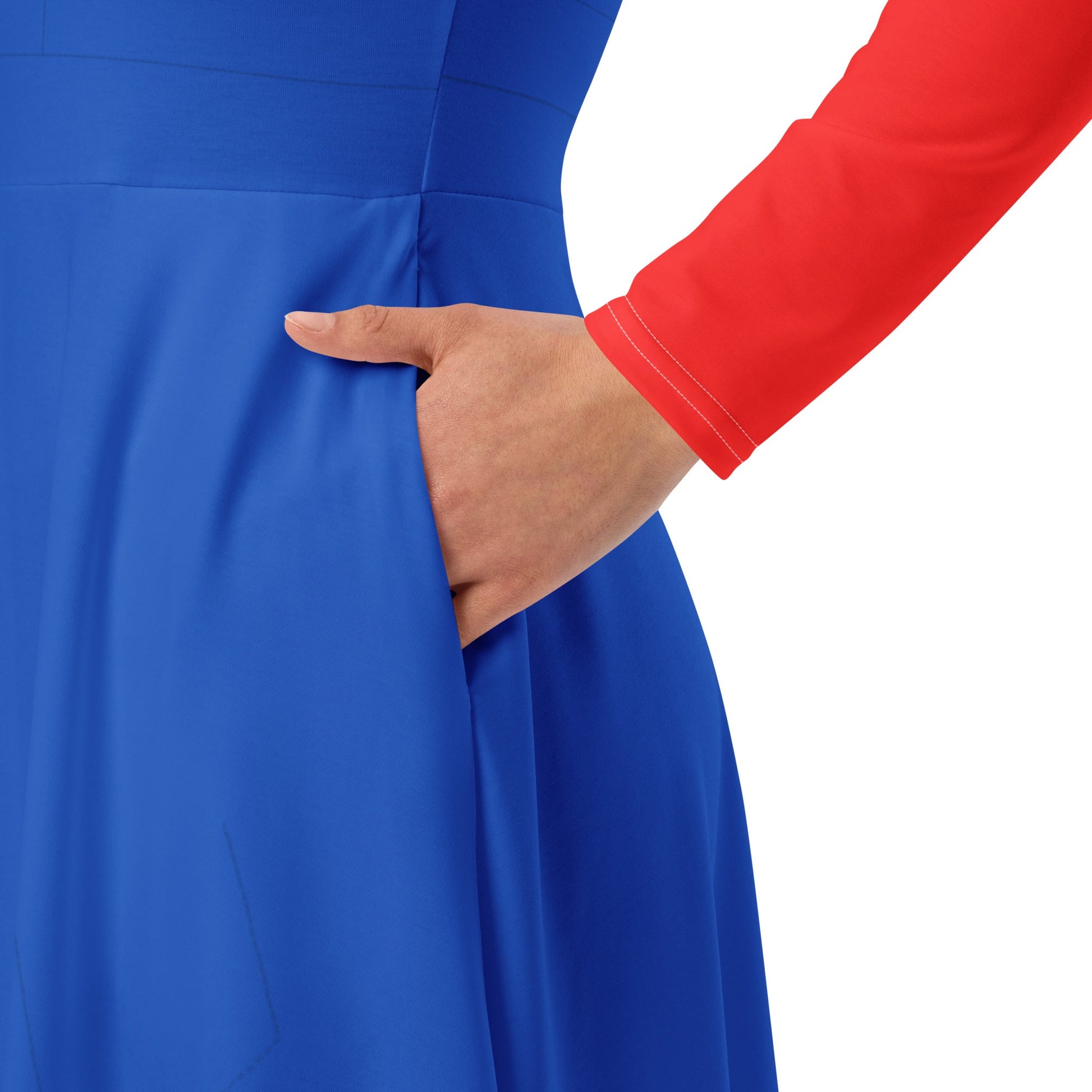 Red Video Game Man long sleeve midi dress 80s nostalgia90s costumecosplay#tag4##tag5##tag6#