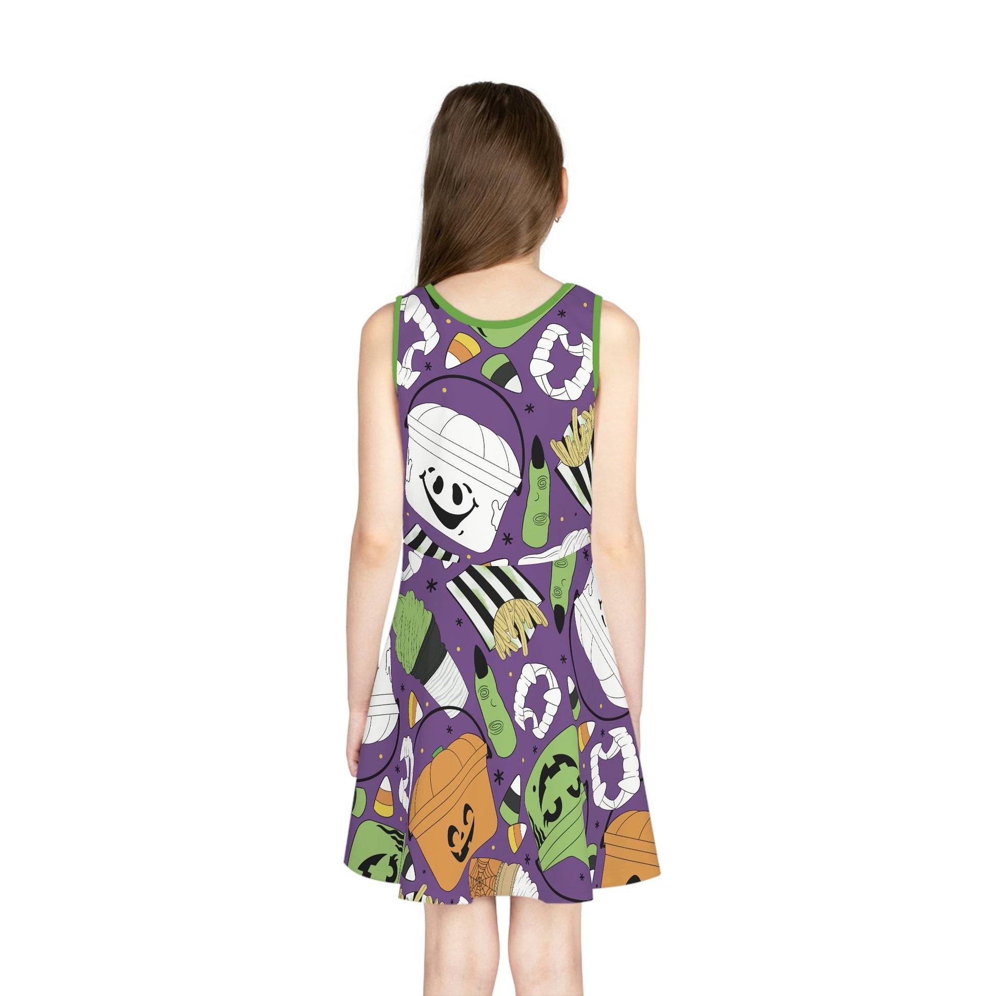 Retro Halloween Bucket Girls' Sleeveless Sundress All Over PrintAOPAOP Clothing#tag4##tag5##tag6#