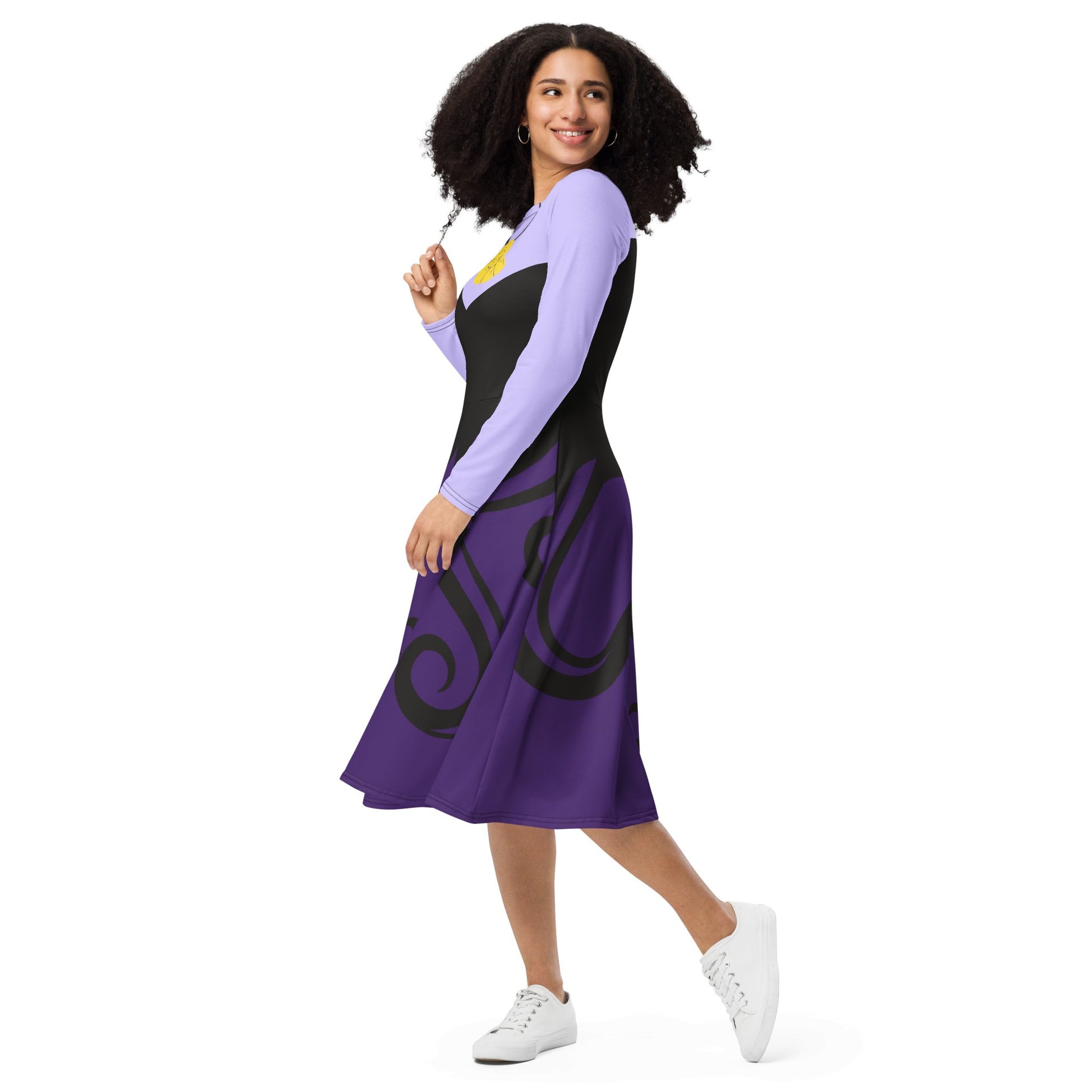 Sea Witch All-over print long sleeve midi dress happiness is addictive#tag4##tag5##tag6#