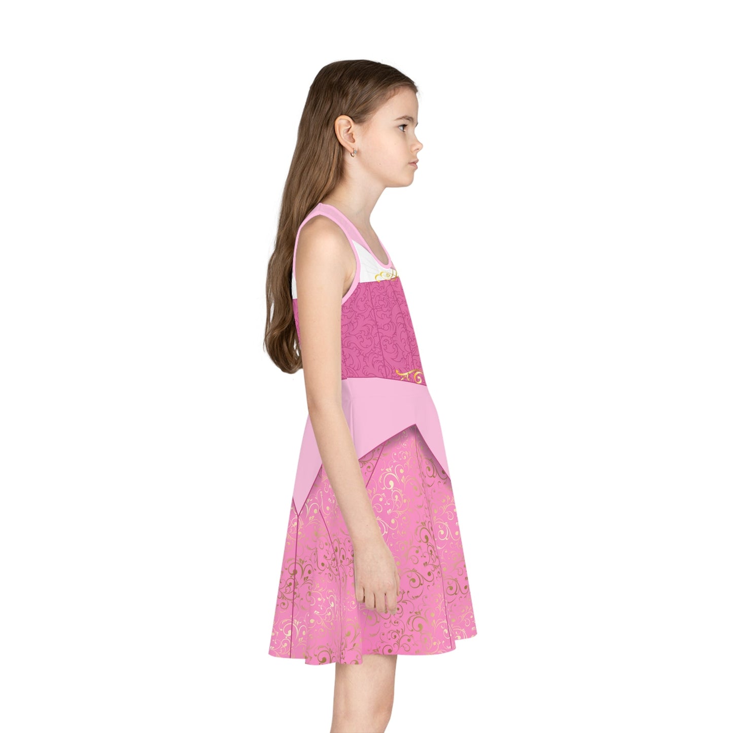 Sleeping Pink Princess Fancy Girls' Sleeveless Sundress - Costume, Cosplay All Over PrintAOPAOP Clothing#tag4##tag5##tag6#