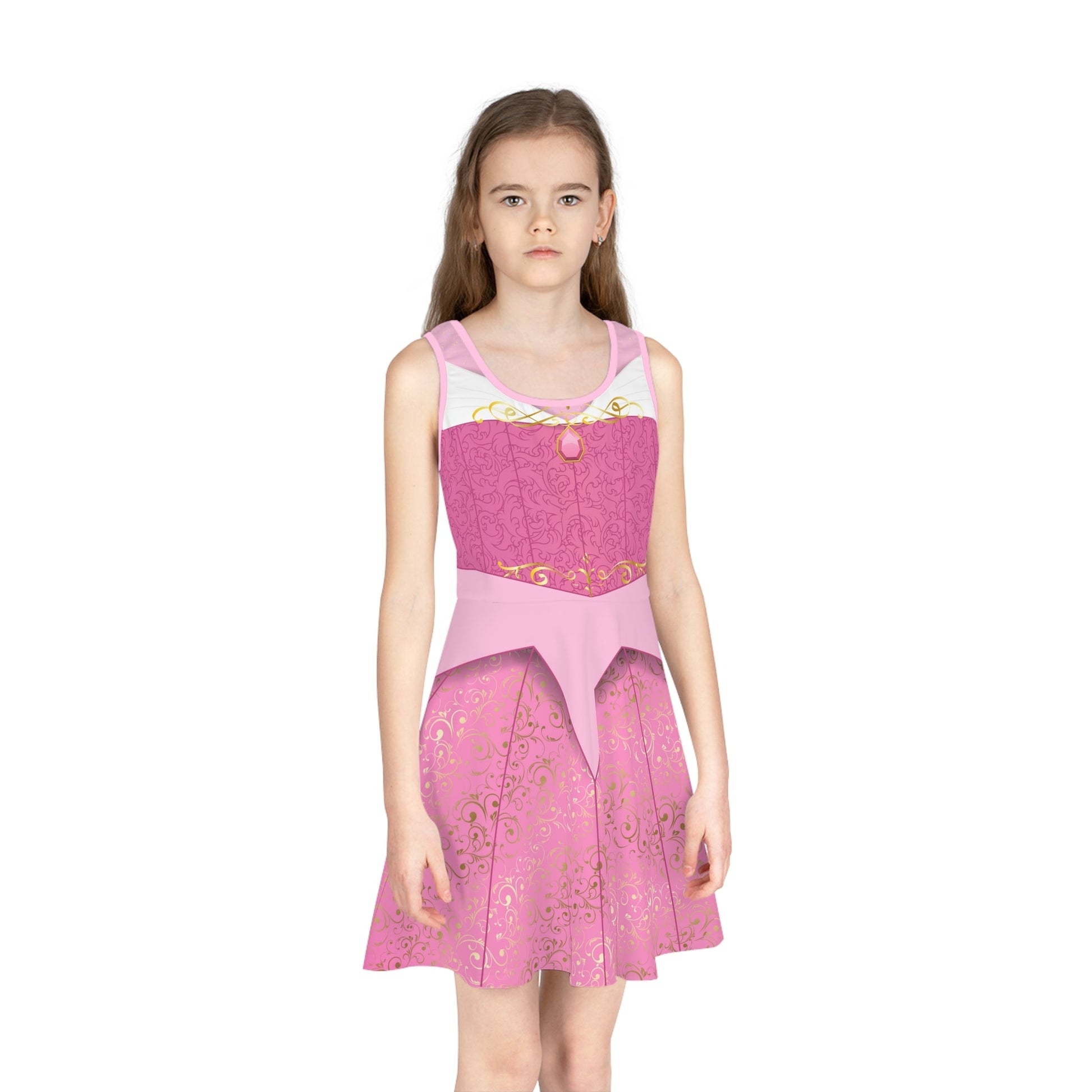 Sleeping Pink Princess Fancy Girls' Sleeveless Sundress - Costume, Cosplay All Over PrintAOPAOP Clothing#tag4##tag5##tag6#