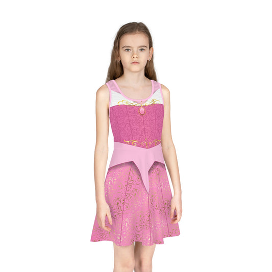 Sleeping Pink Princess Fancy Girls' Sleeveless Sundress - Costume, Cosplay All Over PrintAOPAOP Clothing#tag4##tag5##tag6#