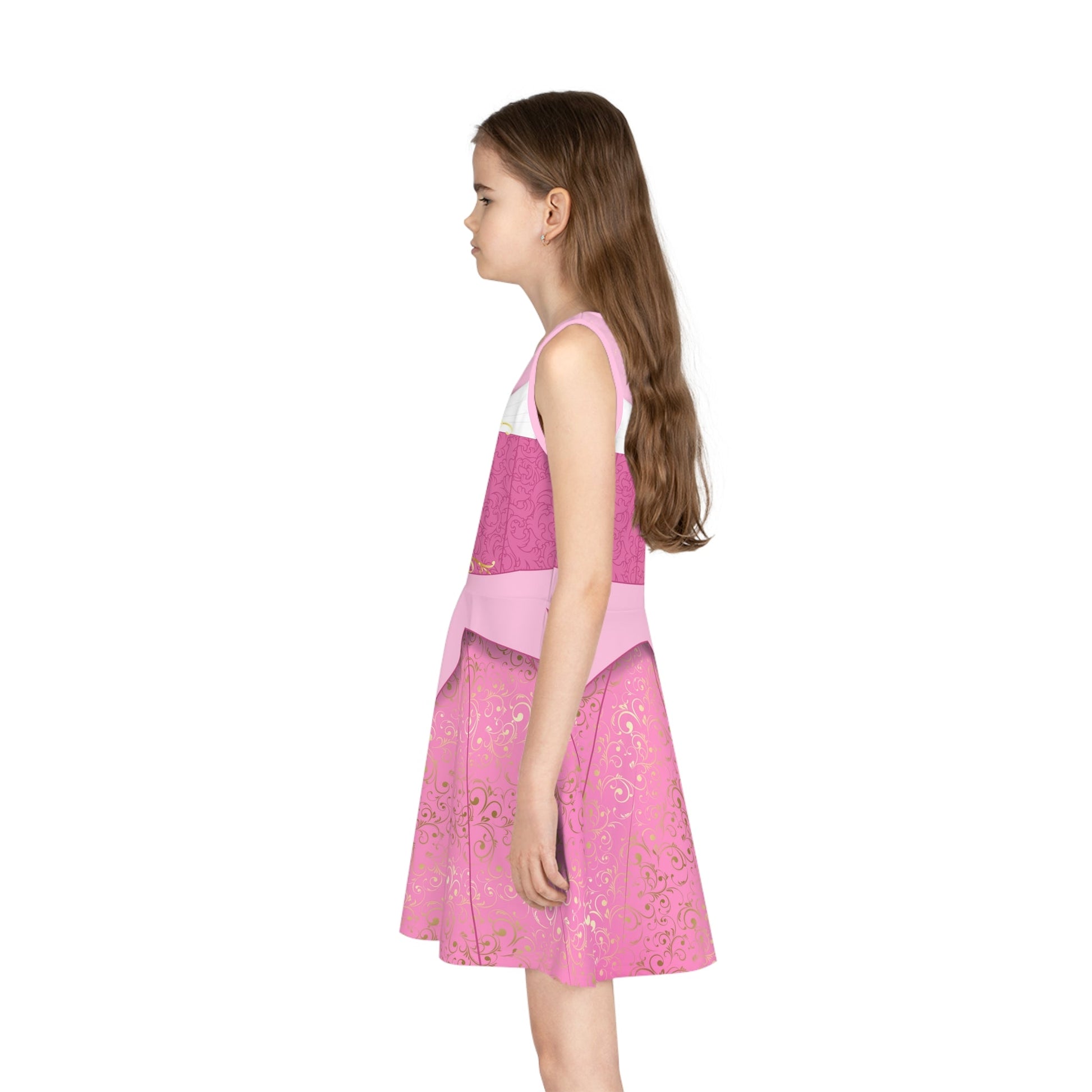 Sleeping Pink Princess Fancy Girls' Sleeveless Sundress - Costume, Cosplay All Over PrintAOPAOP Clothing#tag4##tag5##tag6#
