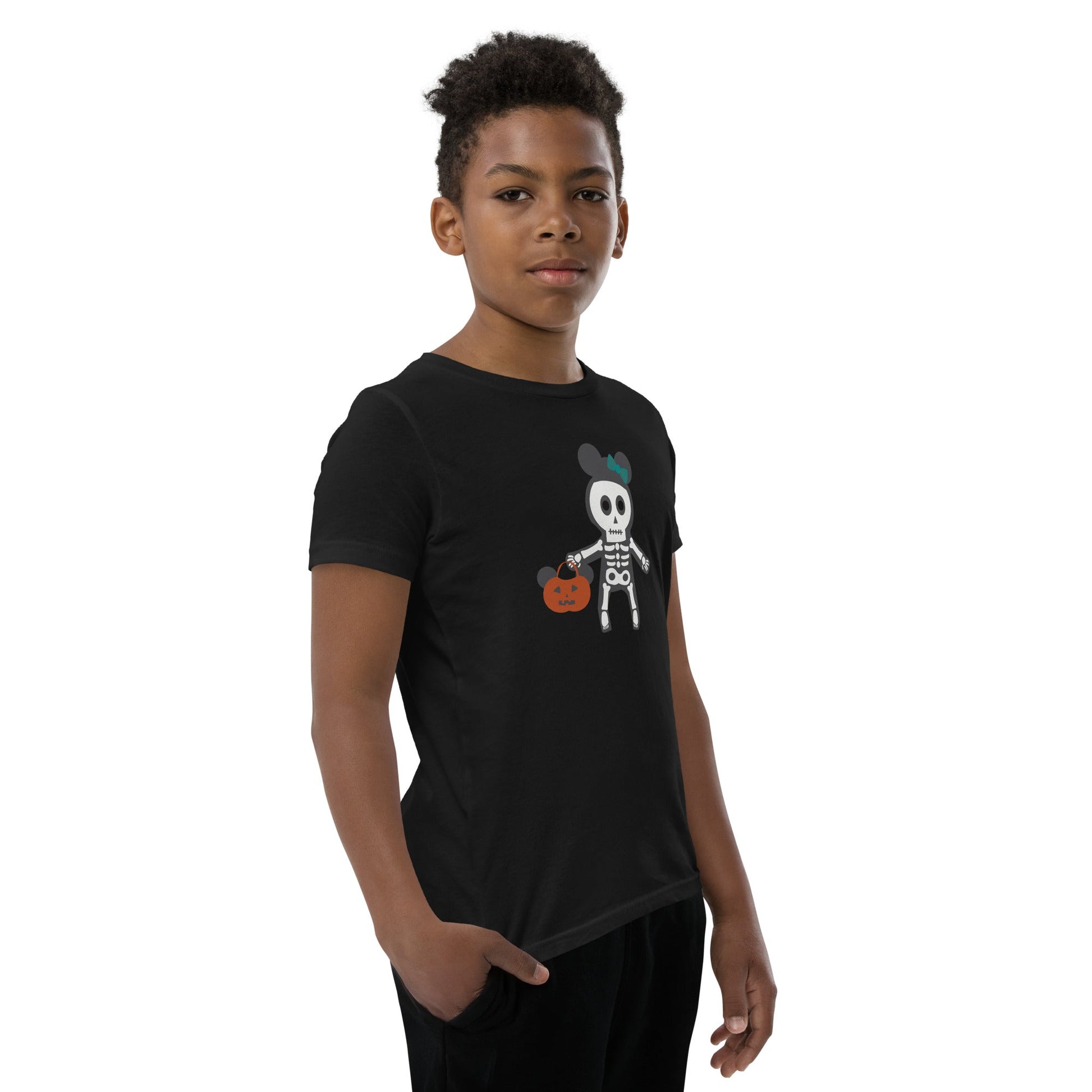 Spooky Silly Skeleton Youth Short Sleeve T-Shirt cosplaydisney halloweendisney halloween top#tag4##tag5##tag6#