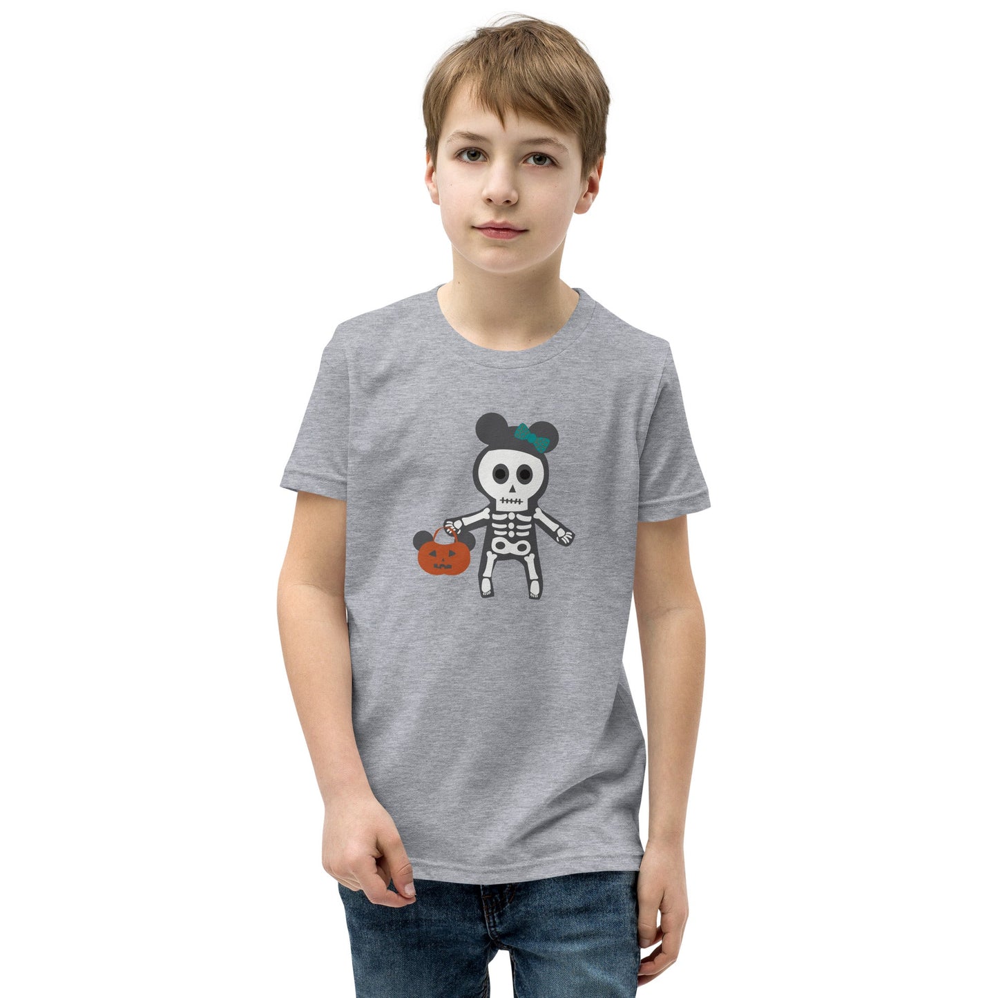 Spooky Silly Skeleton Youth Short Sleeve T-Shirt cosplaydisney halloweendisney halloween top#tag4##tag5##tag6#