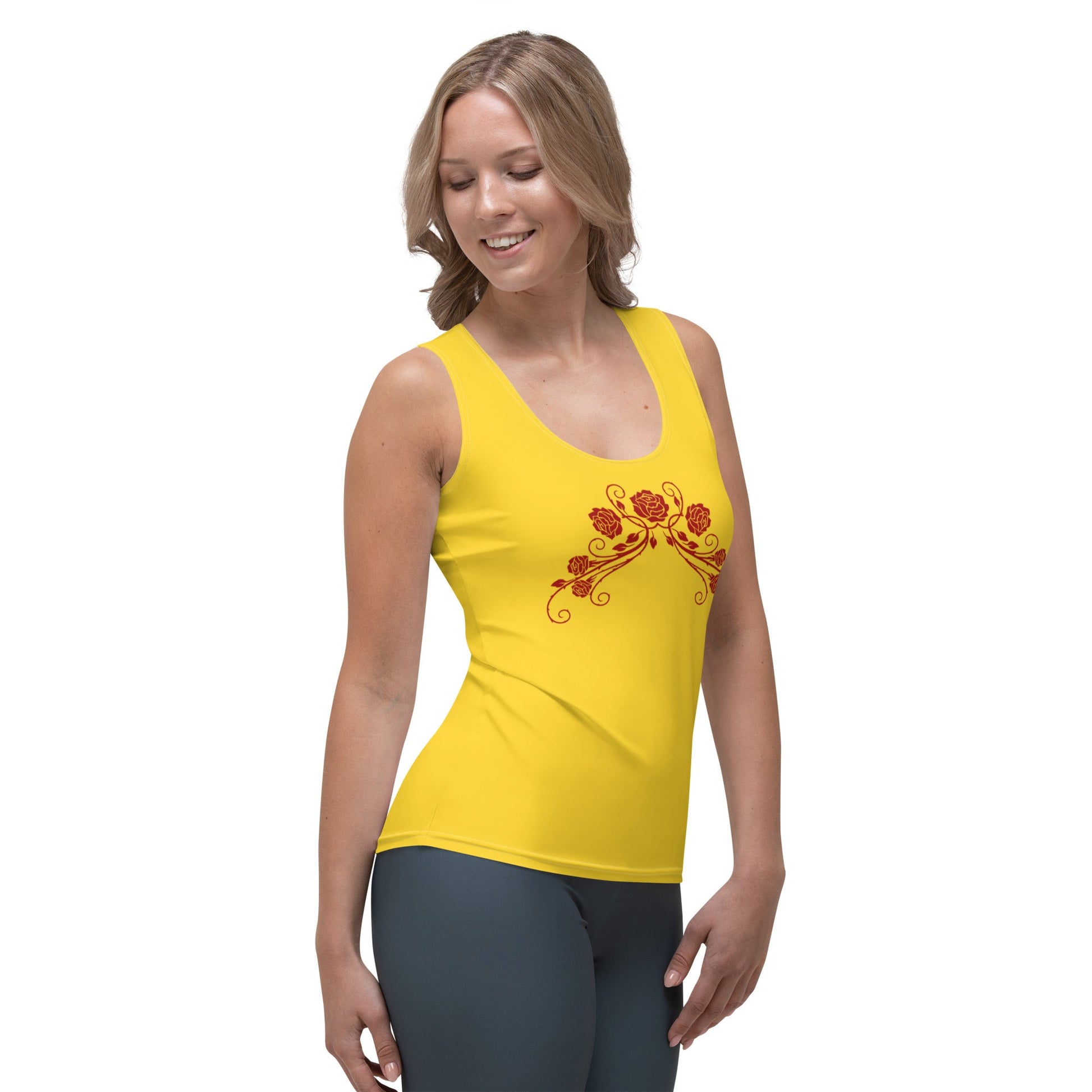 The Belle Inspired Rose Tank Top 90s movieadult disney princessAdult T-ShirtWrong Lever Clothing