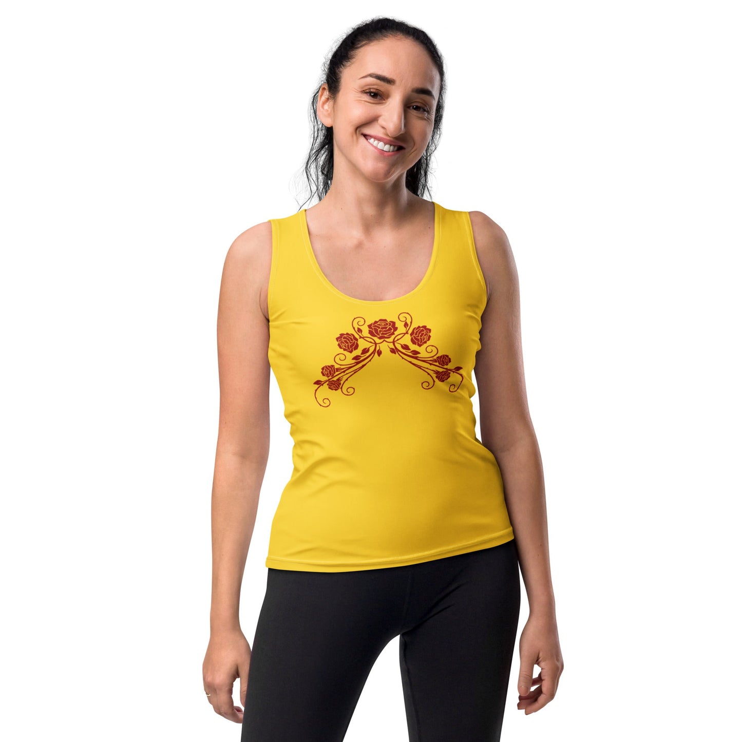 The Belle Inspired Rose Tank Top 90s movieadult disney princessAdult T-ShirtWrong Lever Clothing