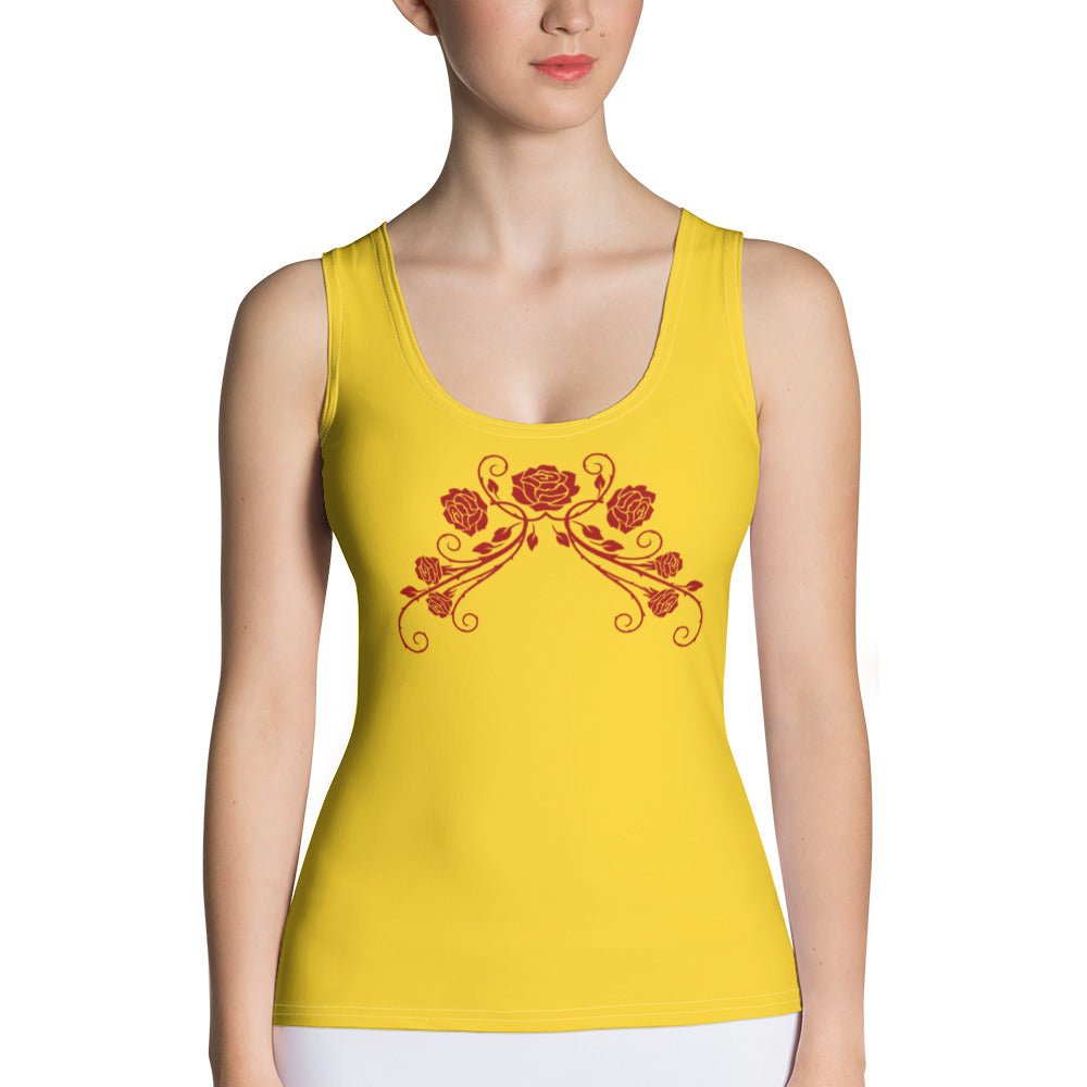 The Belle Inspired Rose Tank Top 90s movieadult disney princessAdult T-ShirtWrong Lever Clothing