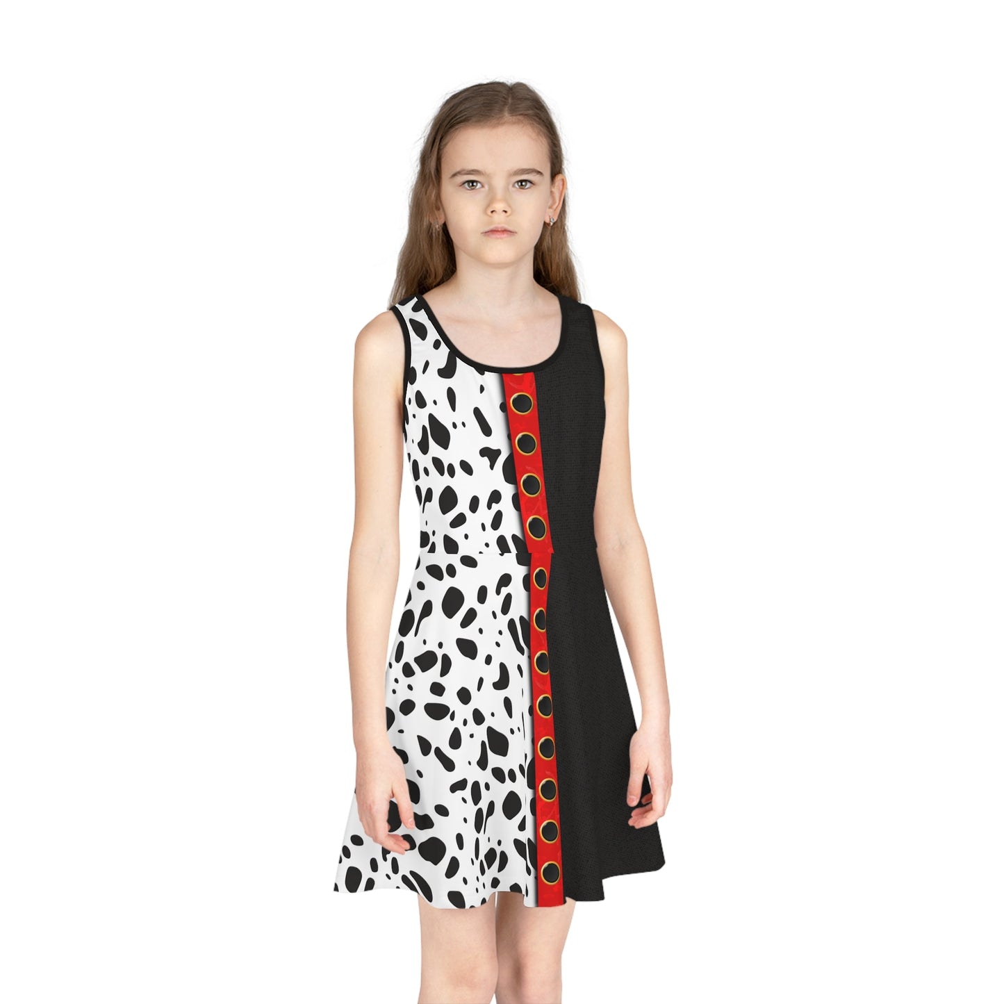 The Cruella Girls' Sleeveless Sundress 101 dalmationsAll Over PrintAOP#tag4##tag5##tag6#