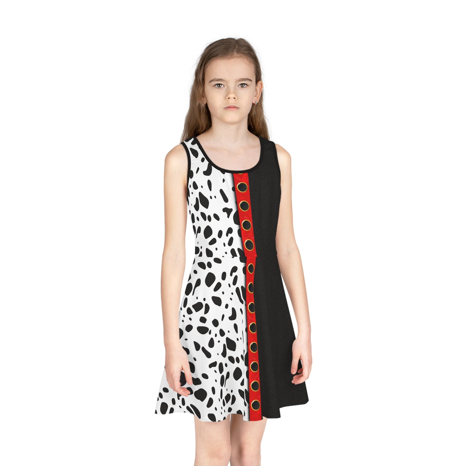 The Cruella Girls' Sleeveless Sundress 101 dalmationsAll Over PrintAOP#tag4##tag5##tag6#