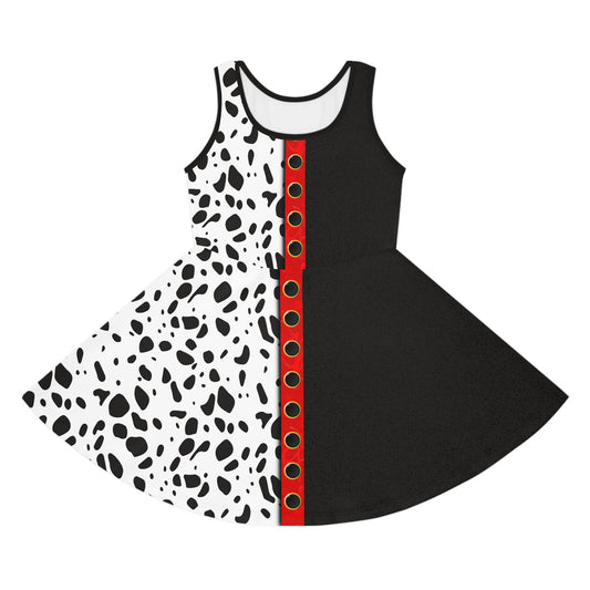 The Cruella Girls' Sleeveless Sundress 101 dalmationsAll Over PrintAOP#tag4##tag5##tag6#