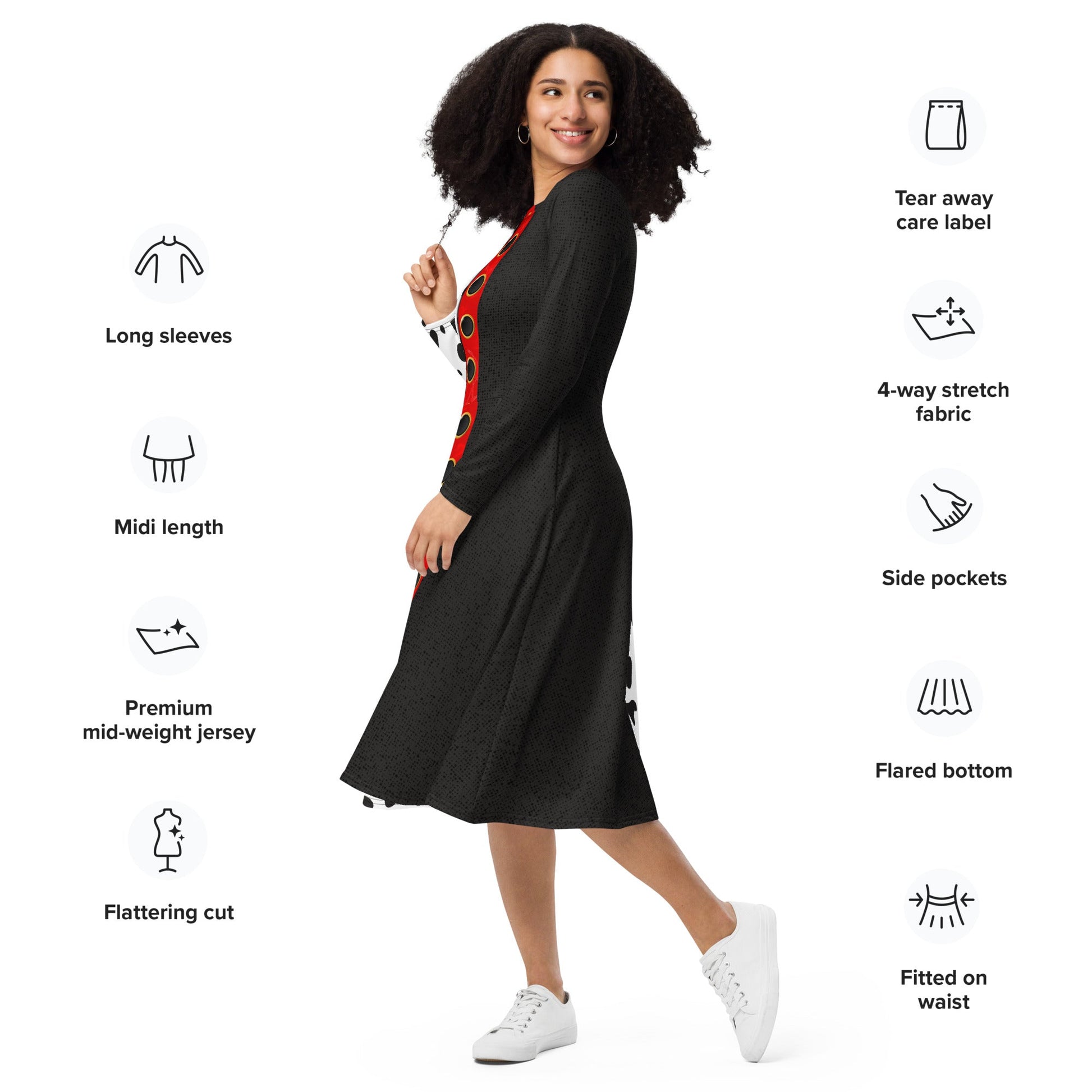 The Cruella long sleeve midi dress 101 dalmationsactive wearcruella devil#tag4##tag5##tag6#