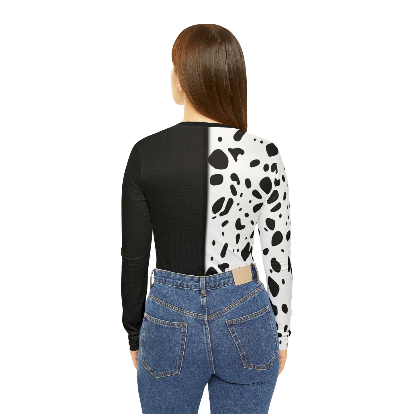 The Cruella Women's Long Sleeve V-neck Shirt 101 dalmationsadult halloweenAll Over Print#tag4##tag5##tag6#