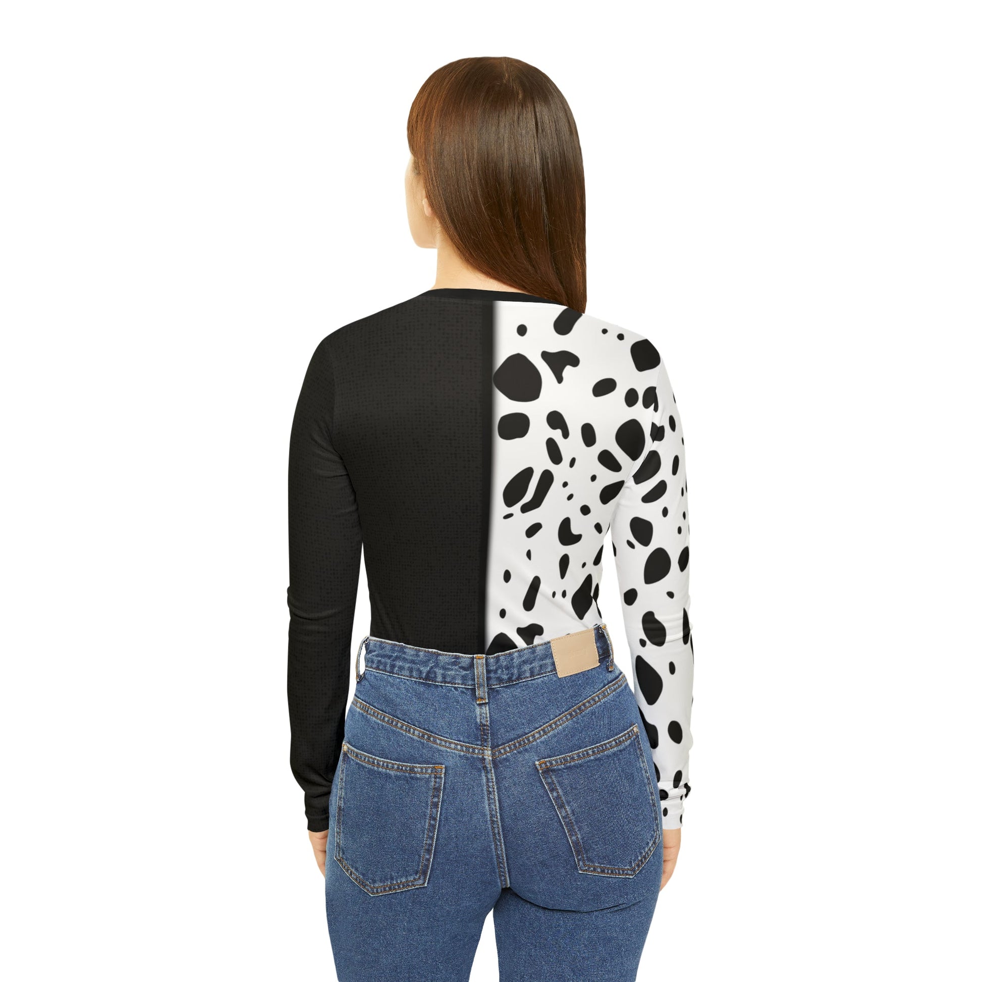 The Cruella Women's Long Sleeve V-neck Shirt 101 dalmationsadult halloweenAll Over Print#tag4##tag5##tag6#