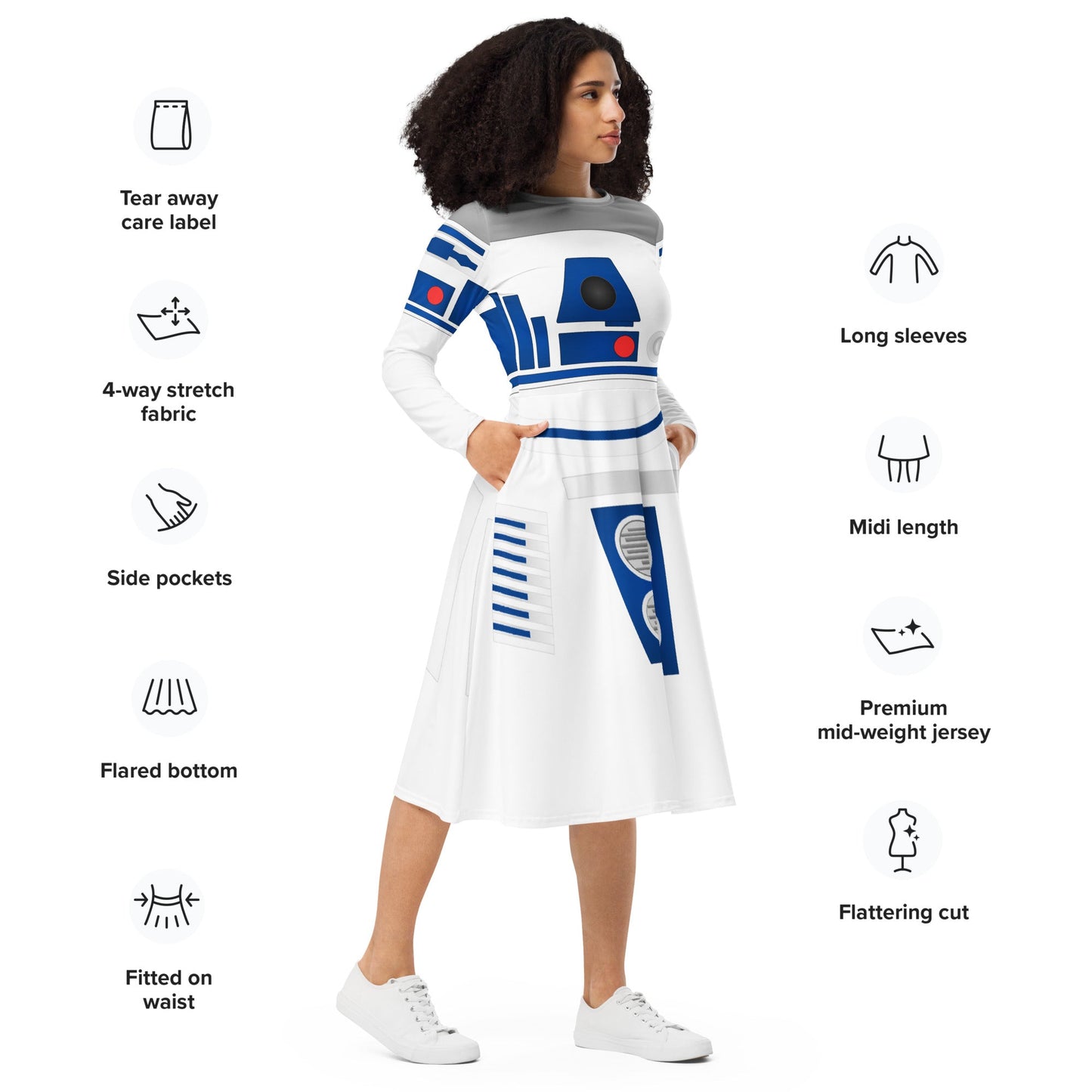 The Droid long sleeve midi dress adult r2d2 costumeboundingWrong Lever Clothing