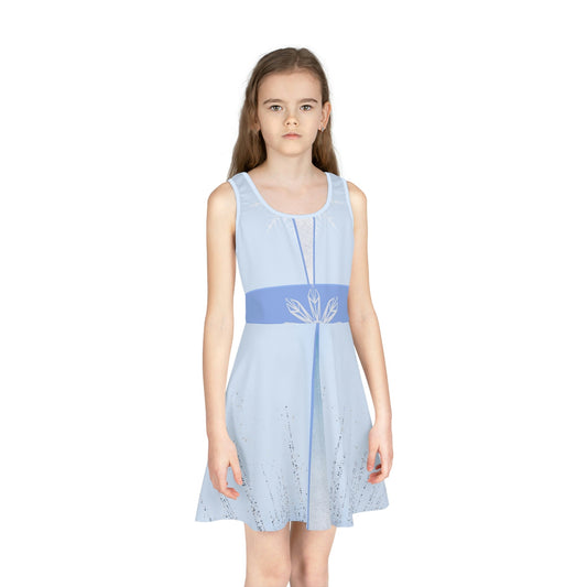 The Elsa Girls' Sleeveless Sundress All Over Printanna frozen 2AOP#tag4##tag5##tag6#