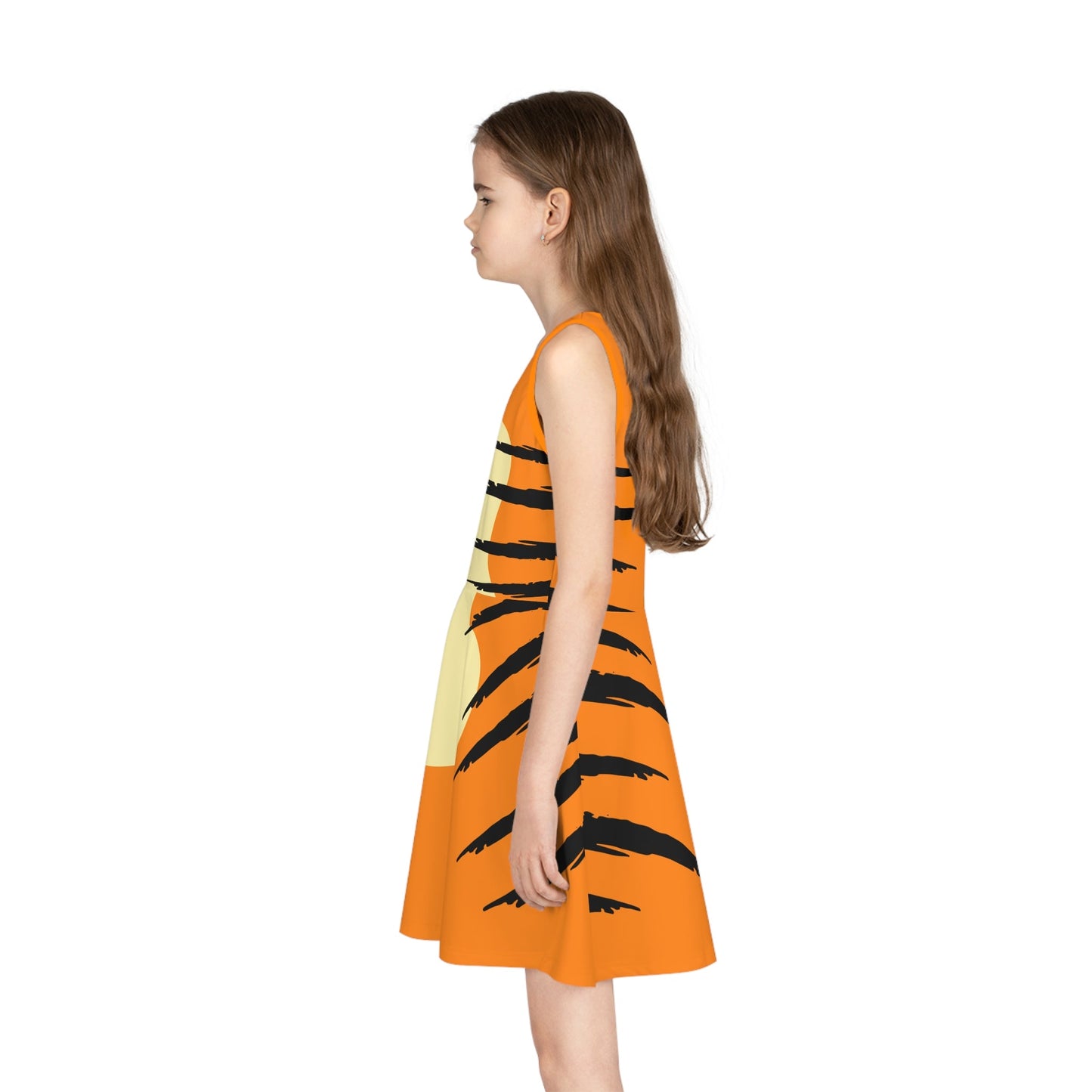 The friendly Tigger Girls' Sleeveless Sundress 100 acre woodAll Over PrintAOP#tag4##tag5##tag6#
