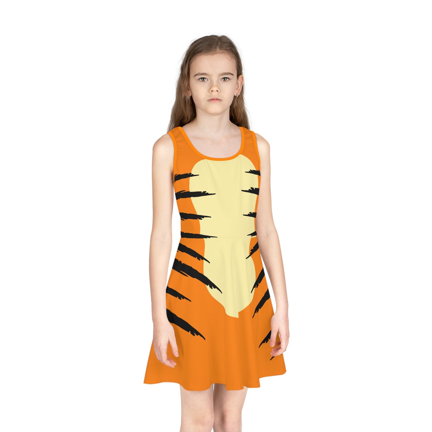 The friendly Tigger Girls' Sleeveless Sundress 100 acre woodAll Over PrintAOP#tag4##tag5##tag6#