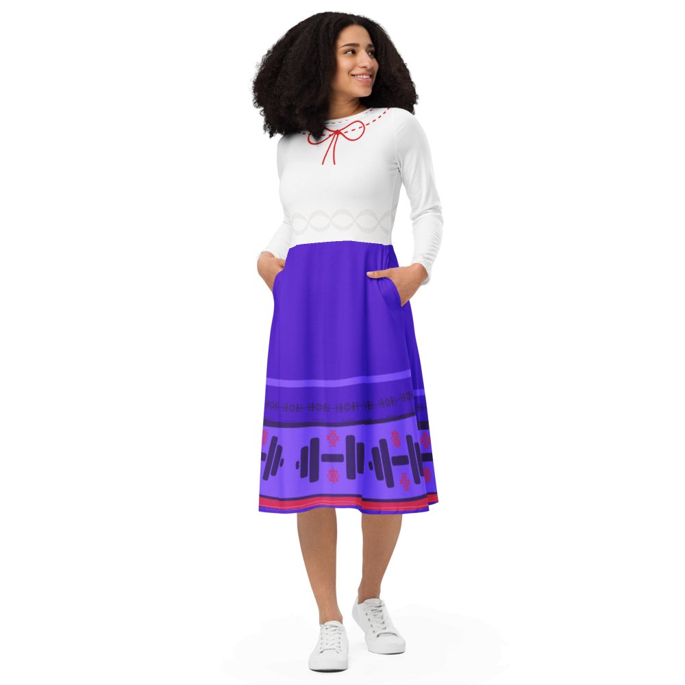 The Luisa All-over print long sleeve midi dress happiness is addictive#tag4##tag5##tag6#
