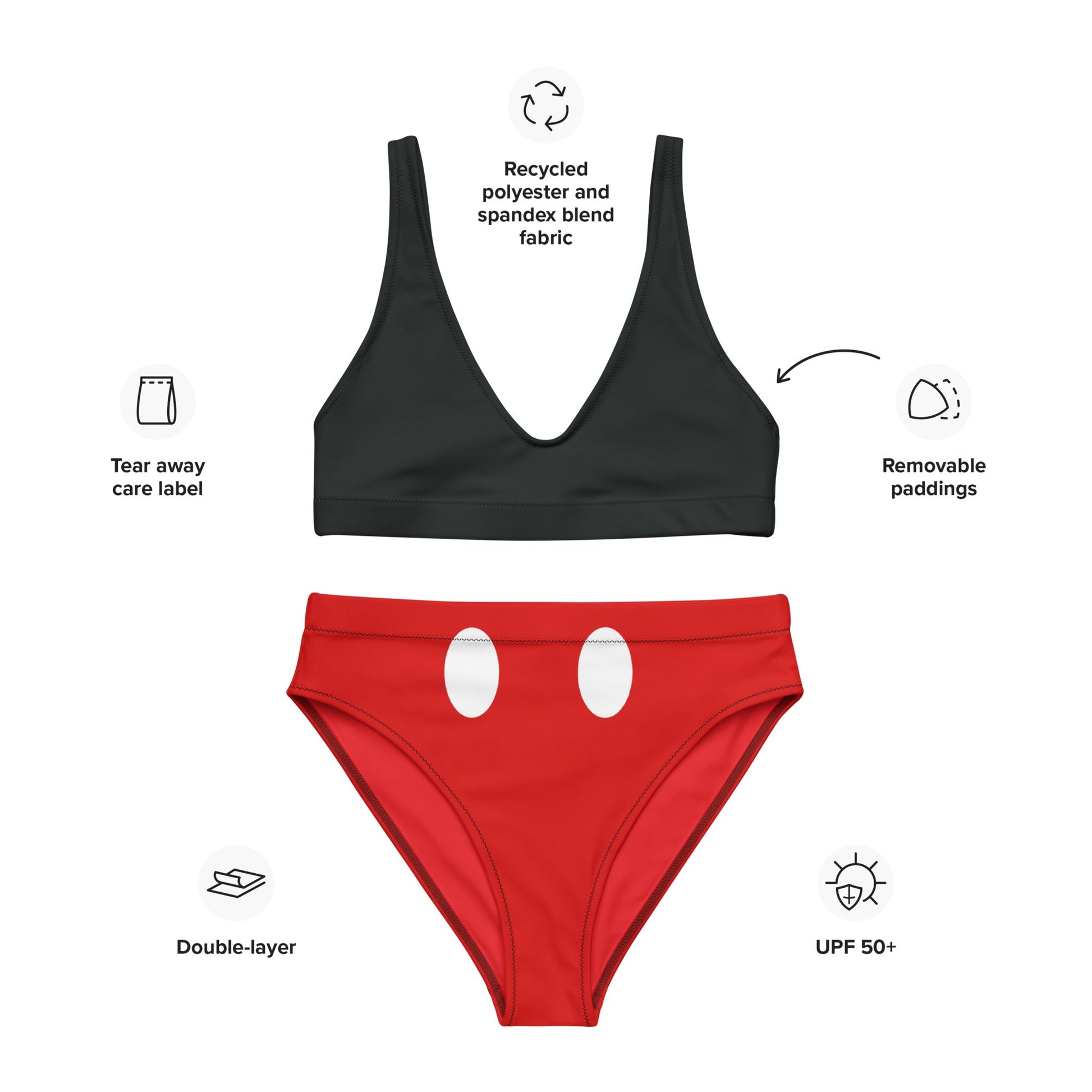 The Mouse Recycled high-waisted bikini adult disneycruise line swimmingWrong Lever Clothing