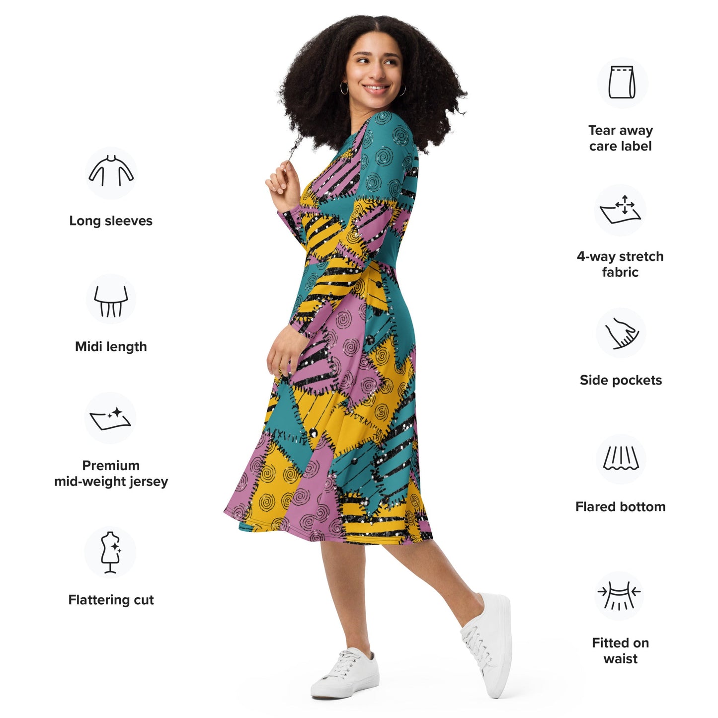 The Sally long sleeve midi dress disney costumedisney halloweenLittle Lady Shay Boutique