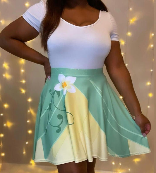 The Tiana Skater Skirt 100 years of wonderadult disney princessSkater SkirtWrong Lever Clothing