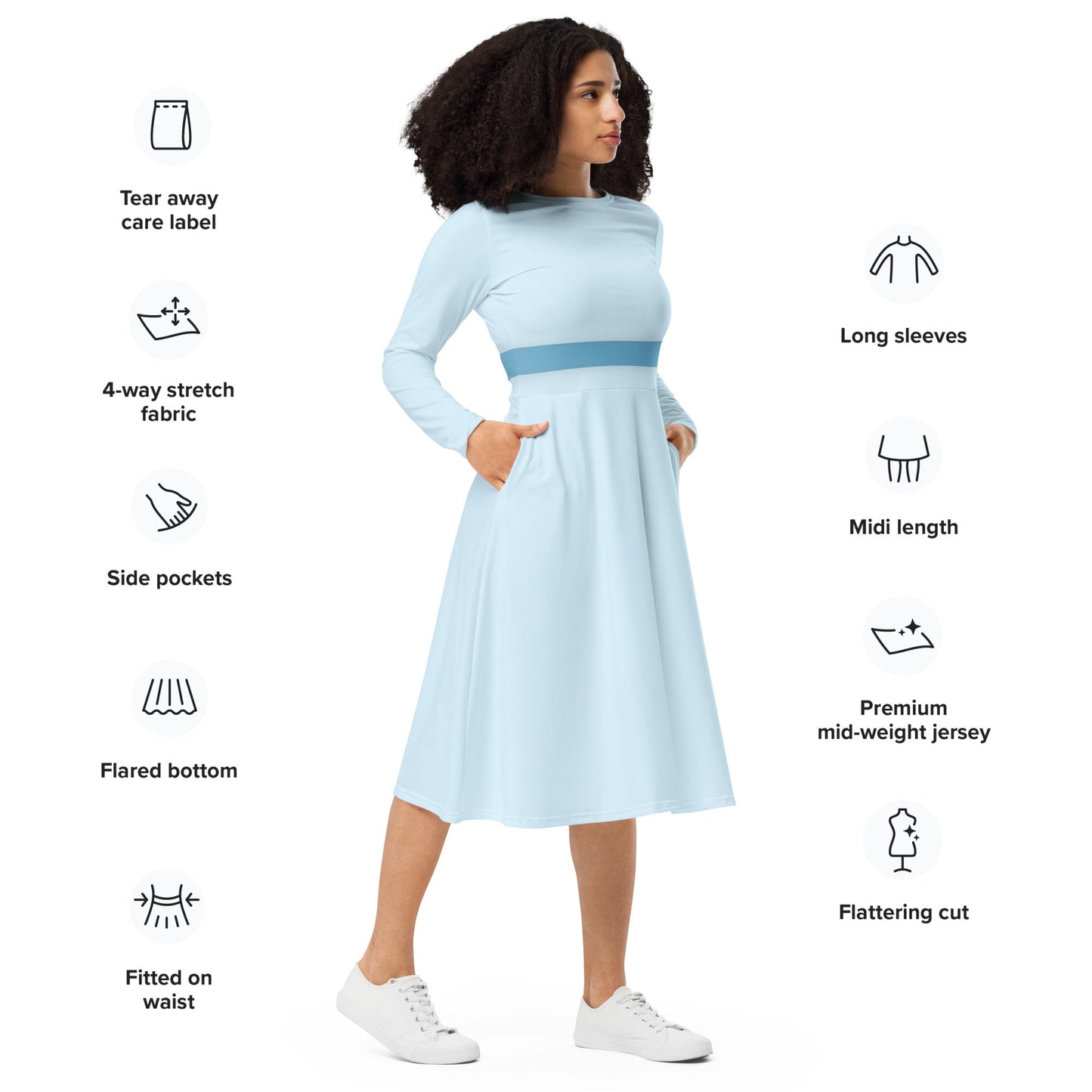 The Wendy Darling long sleeve midi dress adult wendy dressAll Over PrintSkater DressWrong Lever Clothing