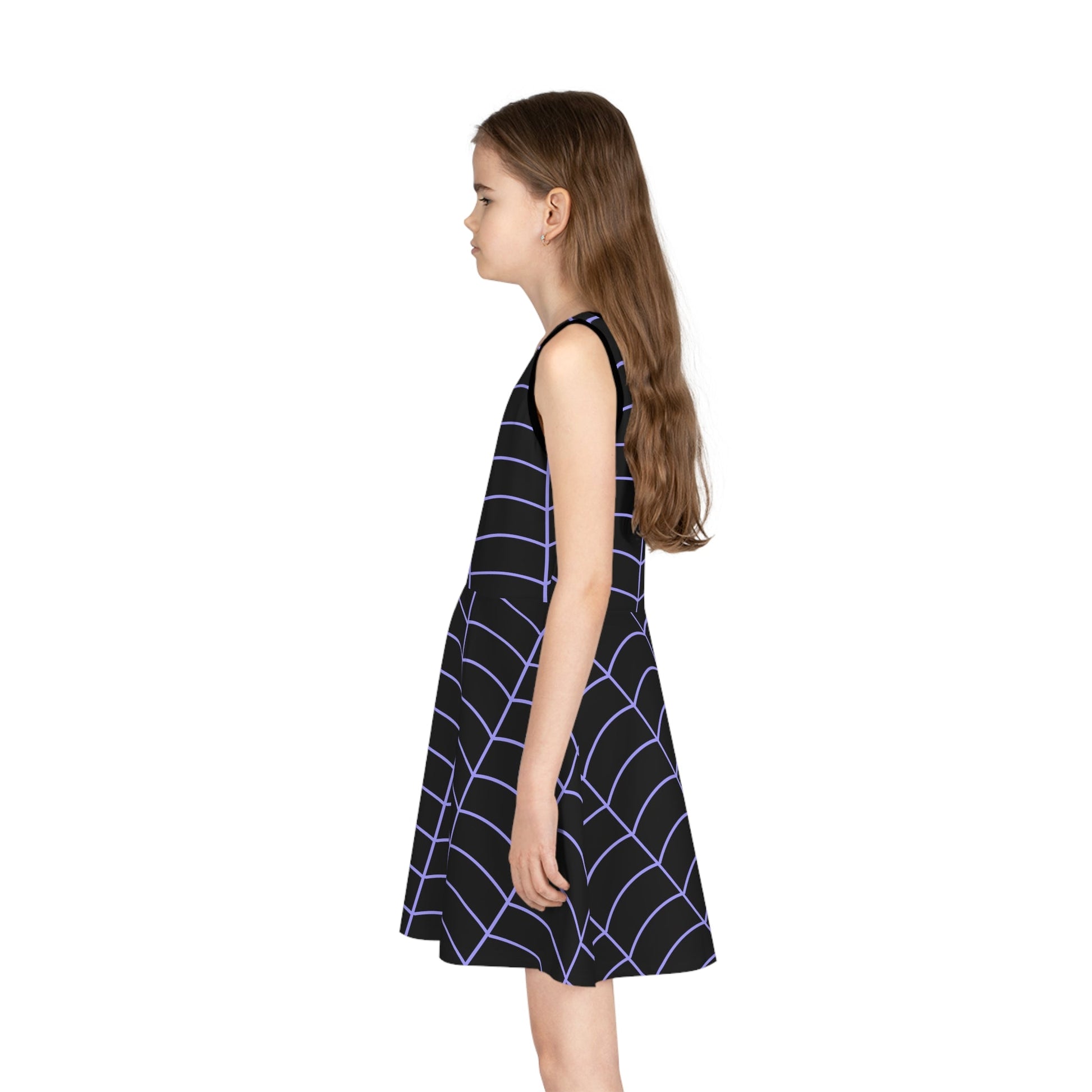 Vampire Girl Black Girls' Sleeveless Sundress All Over PrintAOPkids dressWrong Lever Clothing