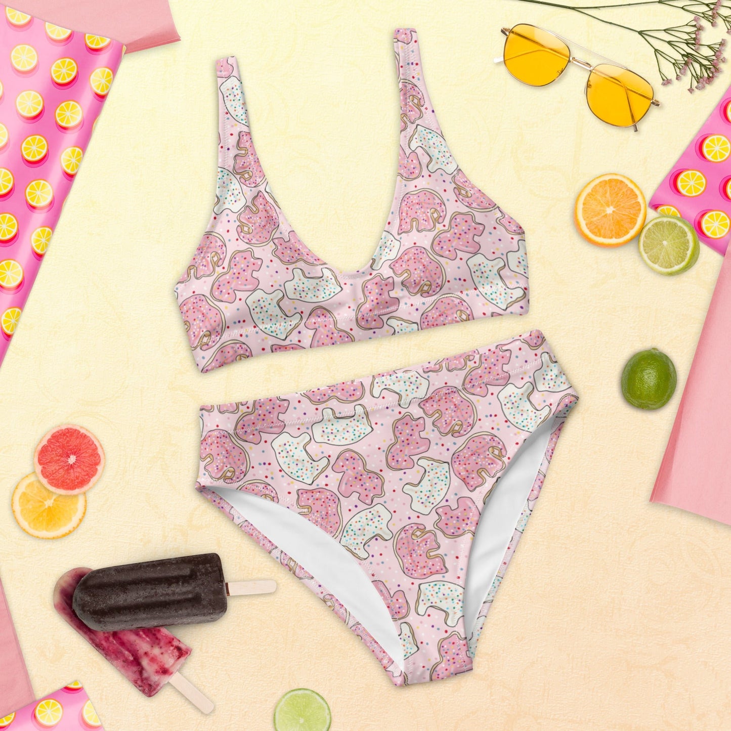 Vintage Cookies Recycled high-waisted bikini happiness is addictiveLittle Lady Shay Boutique