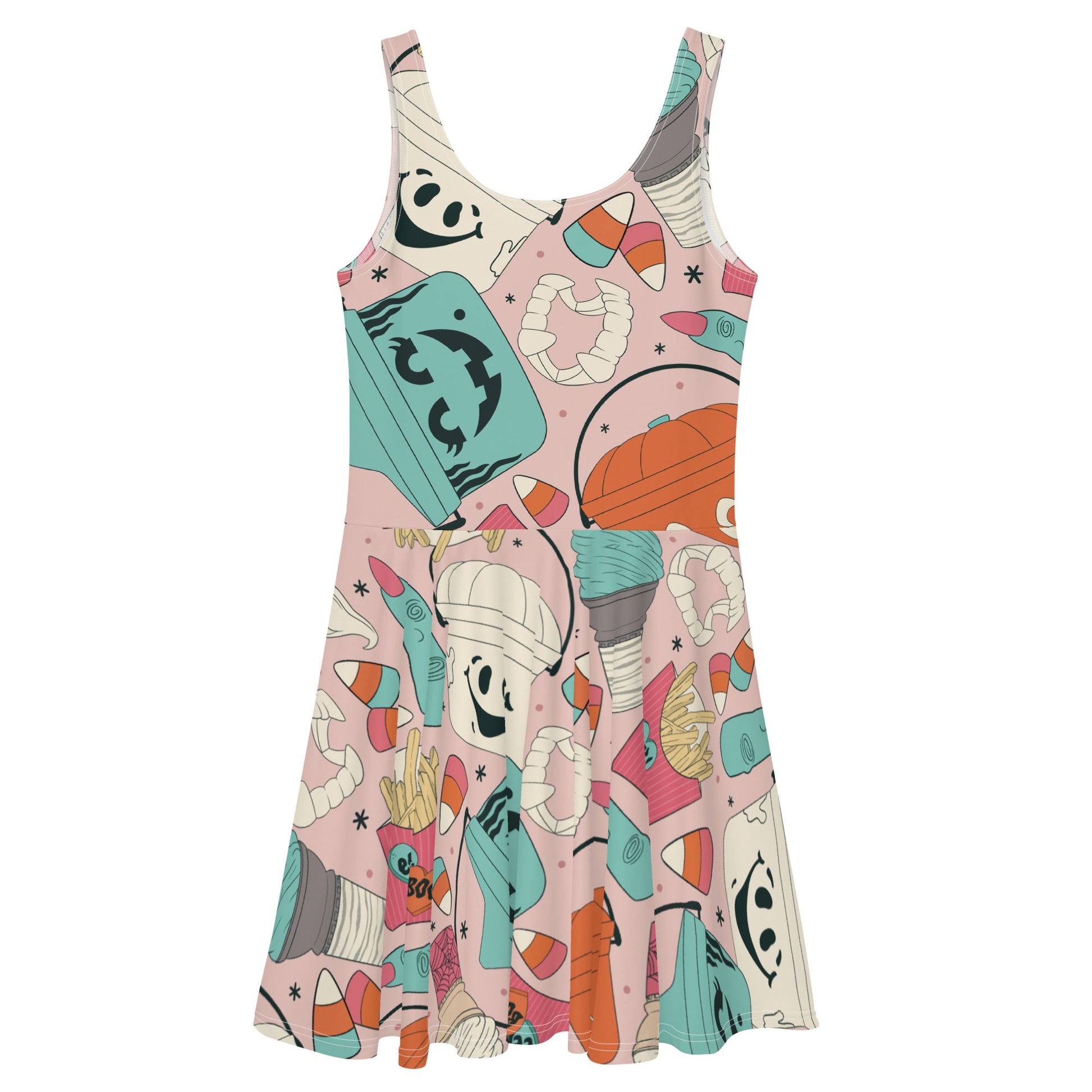Vintage Halloween Buckets- Pink Skater Dress activeweardisney boundingLittle Lady Shay Boutique