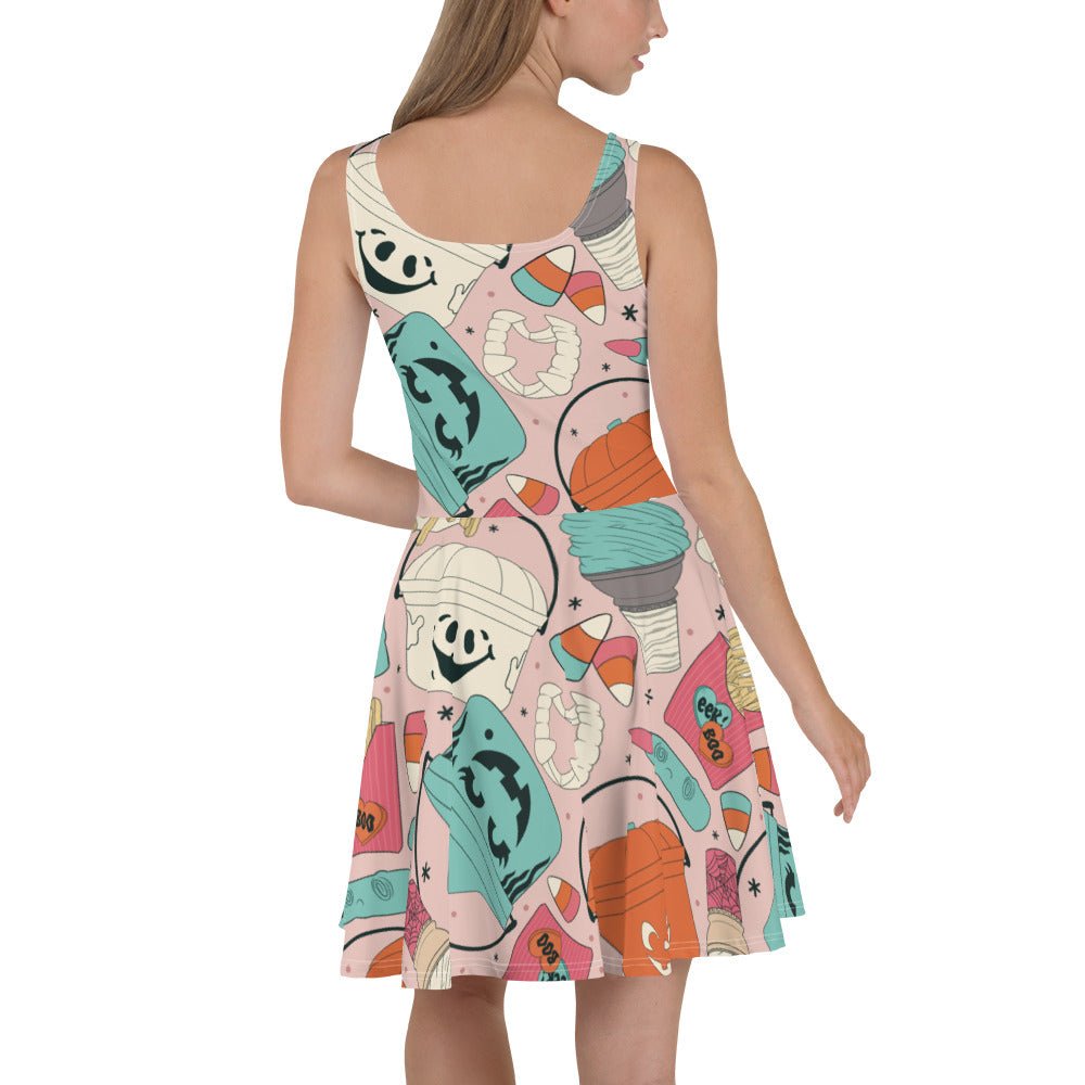 Vintage Halloween Buckets- Pink Skater Dress activeweardisney boundingLittle Lady Shay Boutique