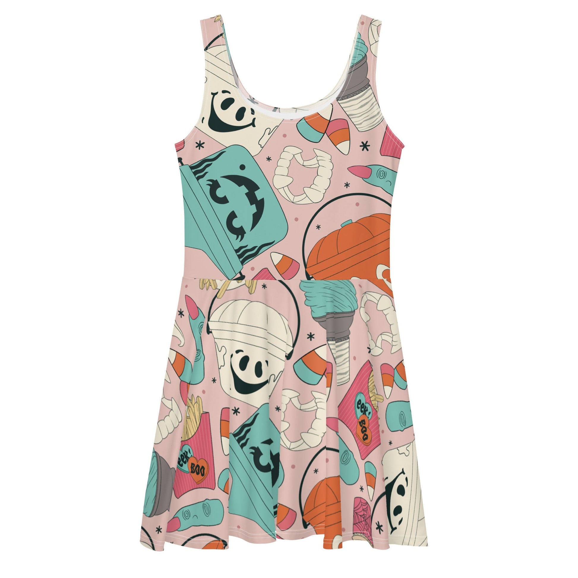 Vintage Halloween Buckets- Pink Skater Dress activeweardisney boundingLittle Lady Shay Boutique