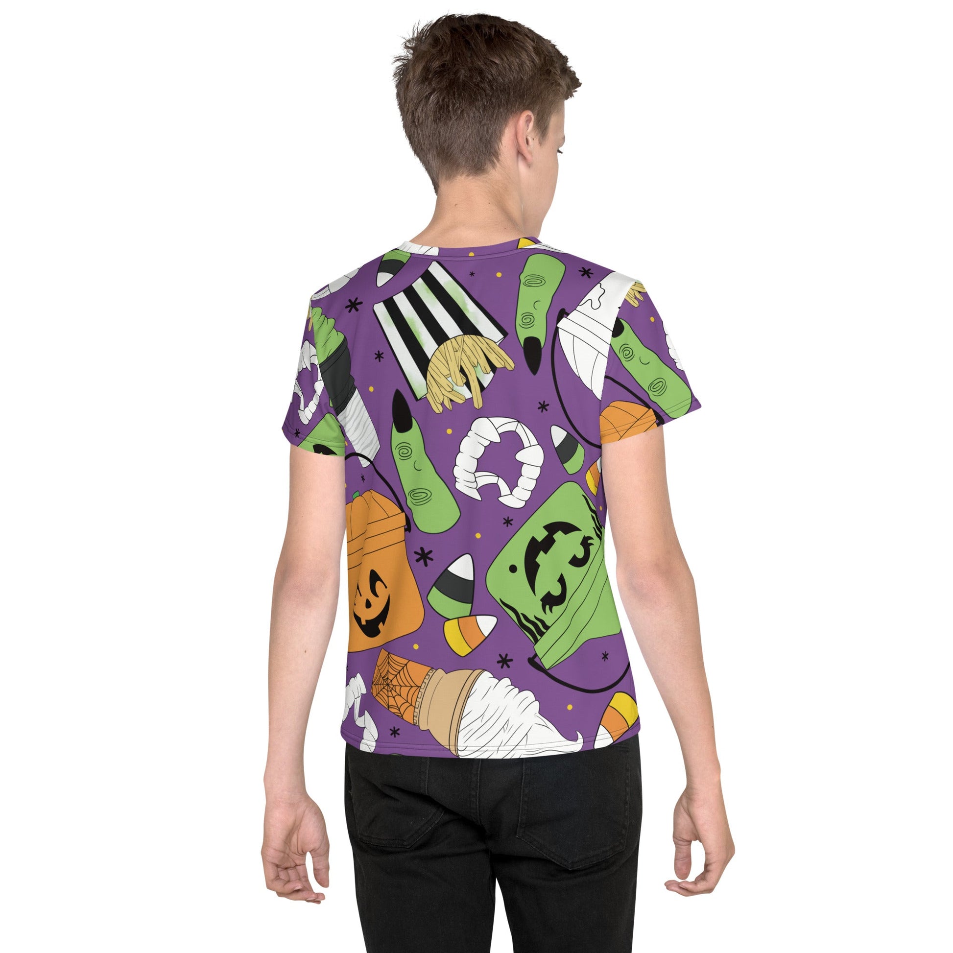 Vintage Halloween Buckets- Purple - Youth crew neck t-shirt activeweardisney boundingLittle Lady Shay Boutique