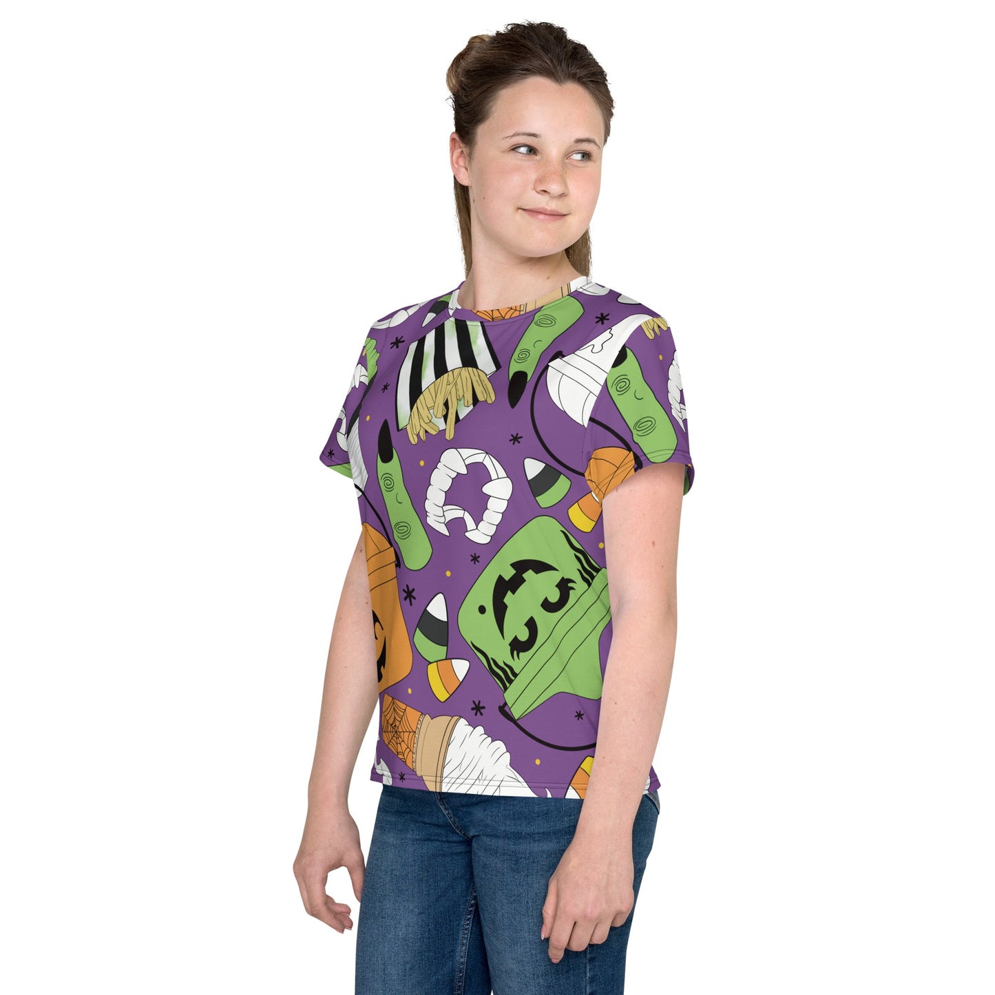 Vintage Halloween Buckets- Purple - Youth crew neck t-shirt activeweardisney boundingLittle Lady Shay Boutique