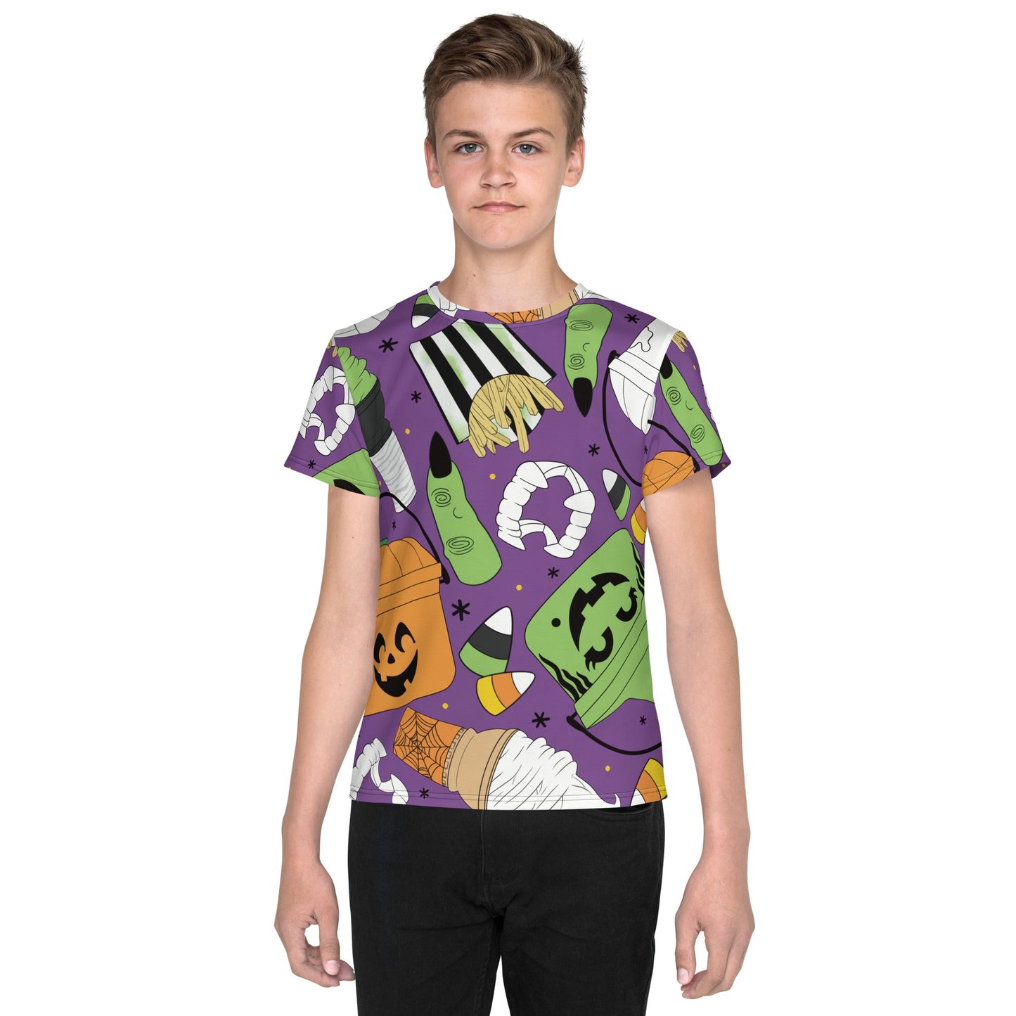 Vintage Halloween Buckets- Purple - Youth crew neck t-shirt activeweardisney boundingLittle Lady Shay Boutique