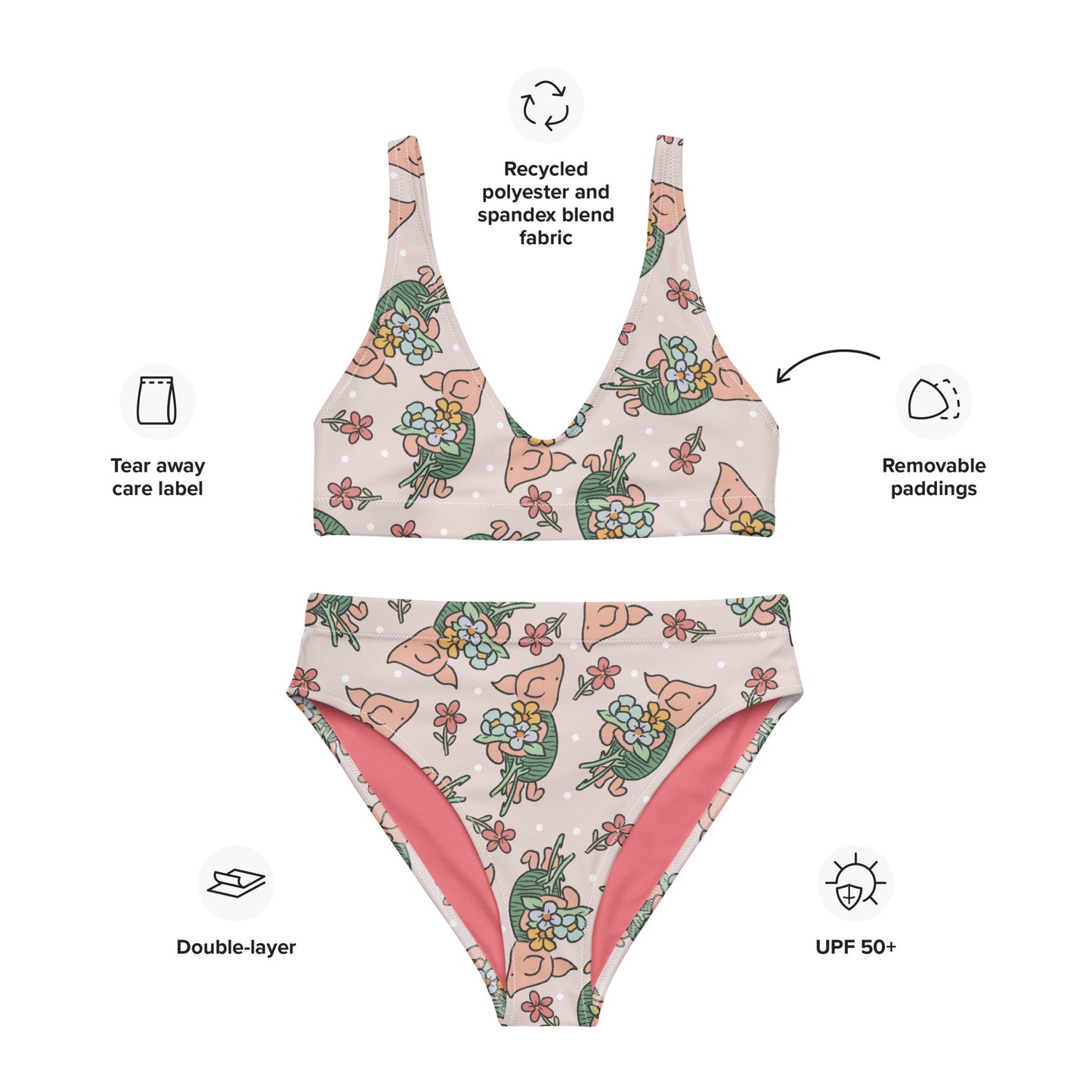 Vintage Piglet Recycled high-waisted bikini castaway caydisney bikiniLittle Lady Shay Boutique