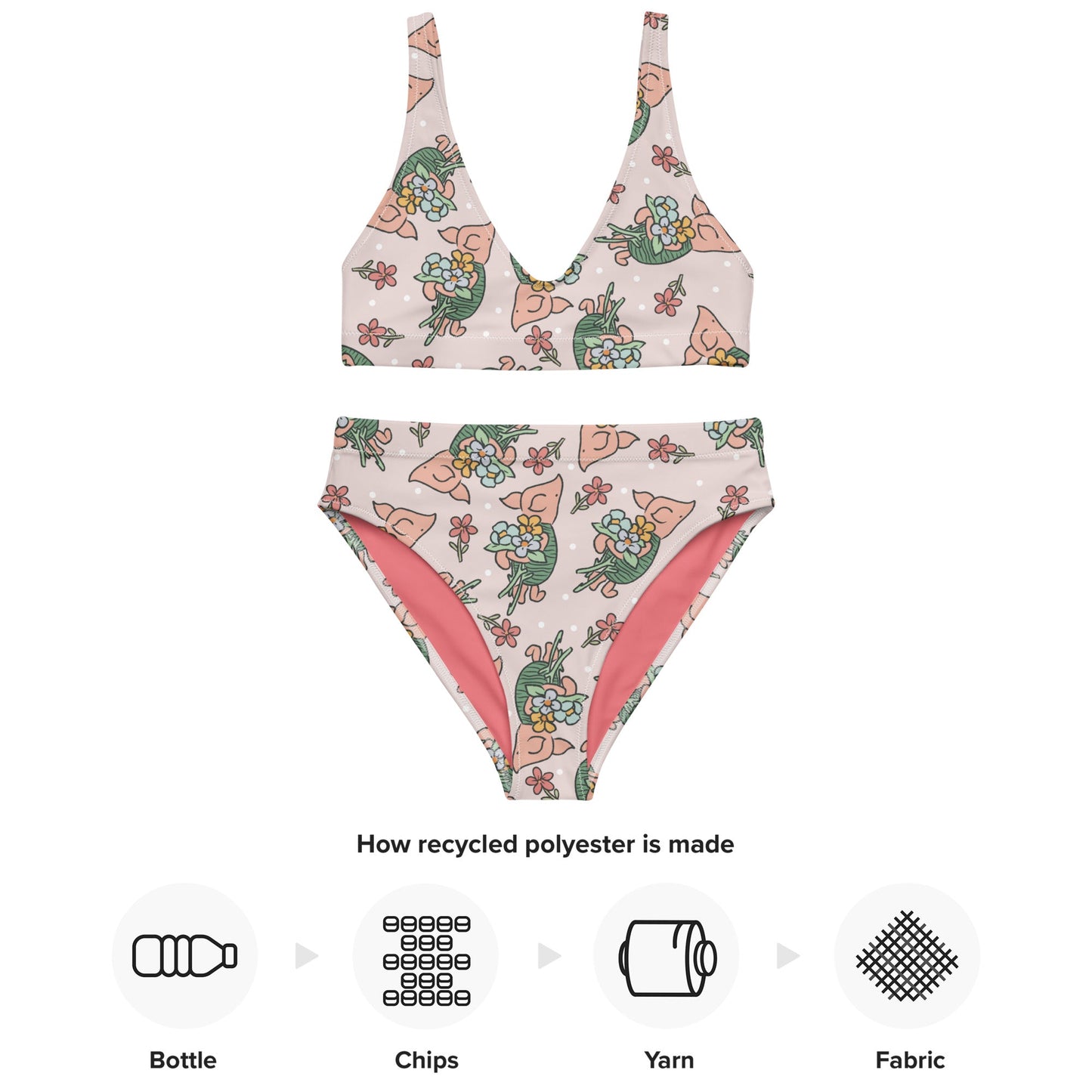 Vintage Piglet Recycled high-waisted bikini castaway caydisney bikiniLittle Lady Shay Boutique