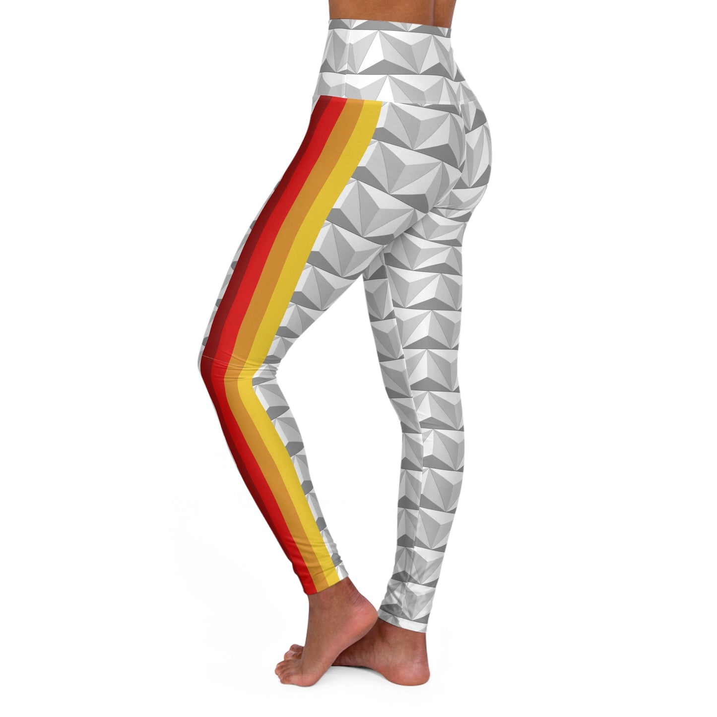 Vintage Spaceship Stripes High Waisted Yoga Leggings- Running Costume, Cosplay active wearActivewearAll Over PrintsLittle Lady Shay Boutique