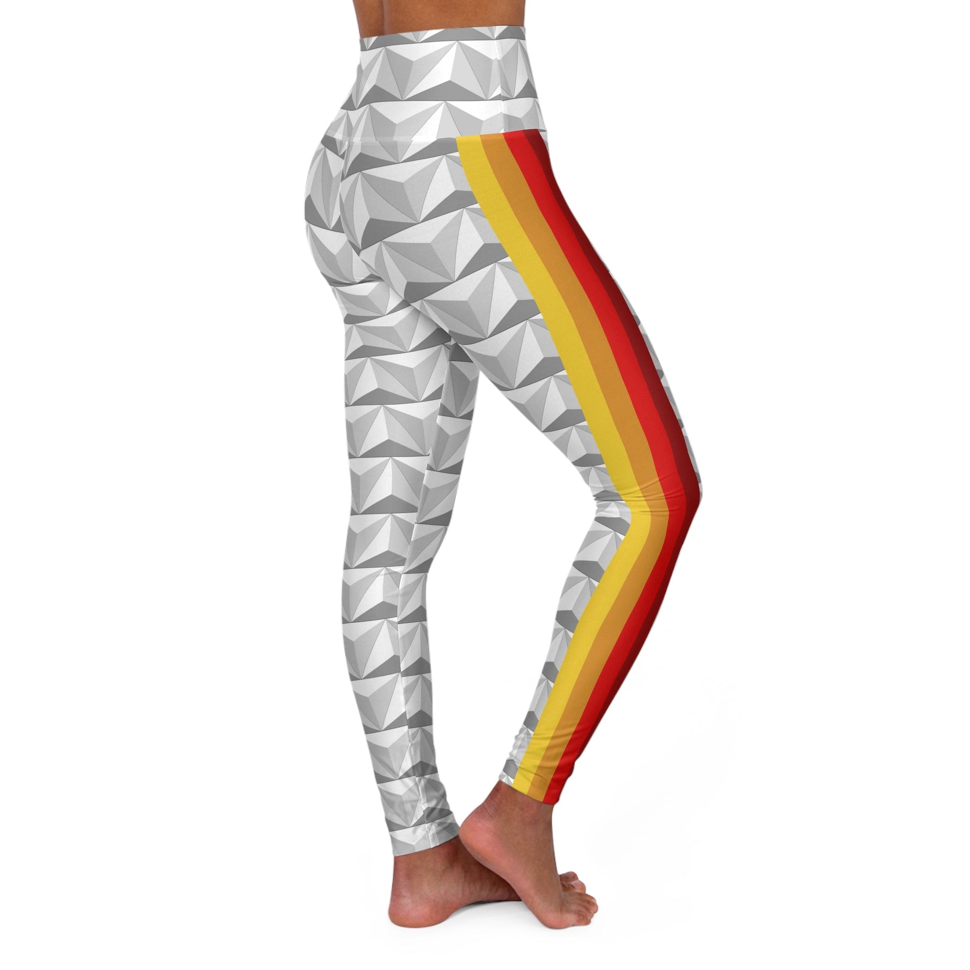 Vintage Spaceship Stripes High Waisted Yoga Leggings- Running Costume, Cosplay active wearActivewearAll Over PrintsLittle Lady Shay Boutique