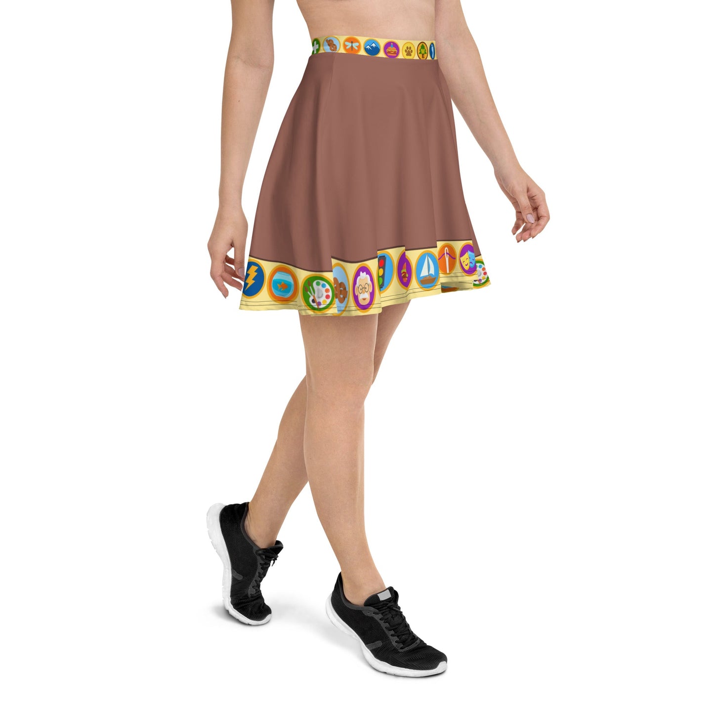 Wilderness Must be Explored Skater Skirt- Running Costume, Cosplay, Scouts, Bounding badge skirtdisney halloweenSkater SkirtLittle Lady Shay Boutique