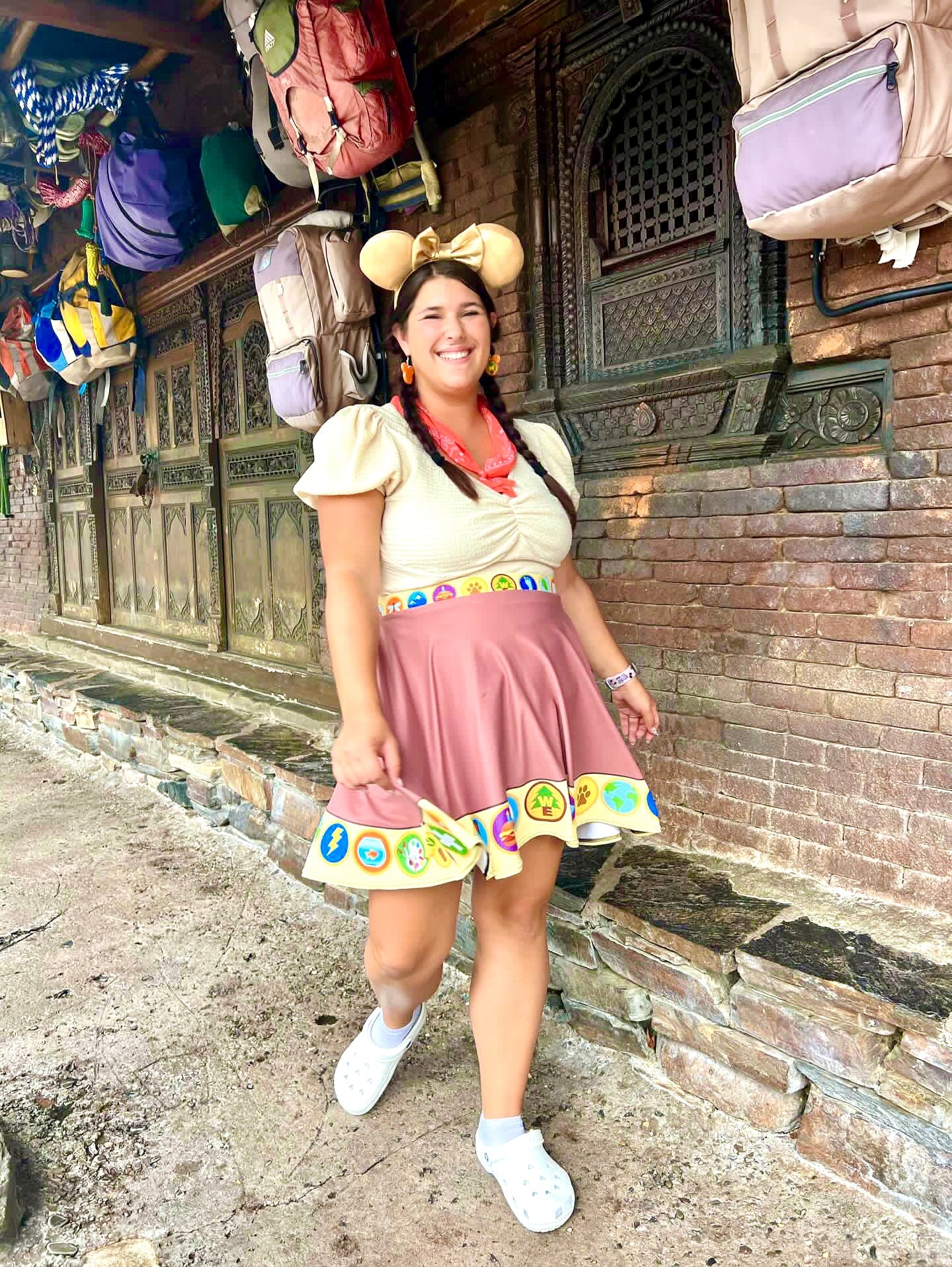 Wilderness Must be Explored Skater Skirt- Running Costume, Cosplay, Scouts, Bounding badge skirtdisney halloweenSkater SkirtLittle Lady Shay Boutique