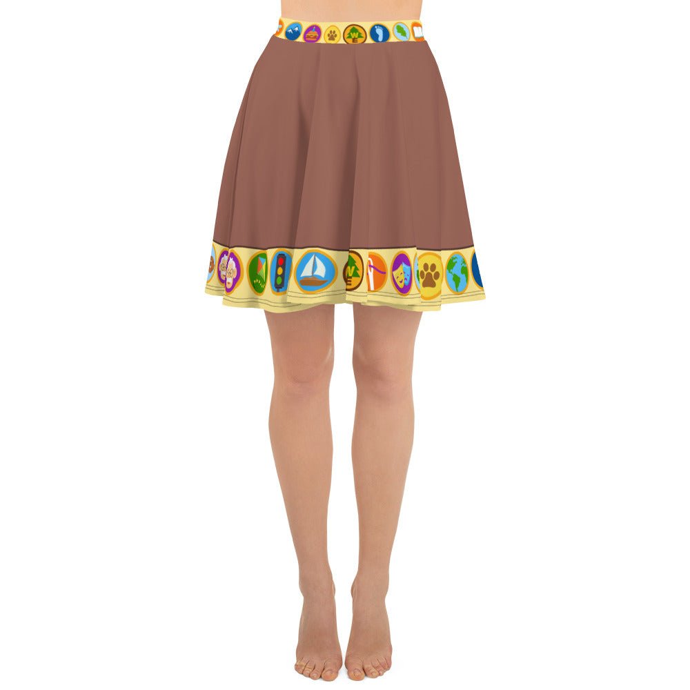 Wilderness Must be Explored Skater Skirt- Running Costume, Cosplay, Scouts, Bounding badge skirtdisney halloweenSkater SkirtLittle Lady Shay Boutique