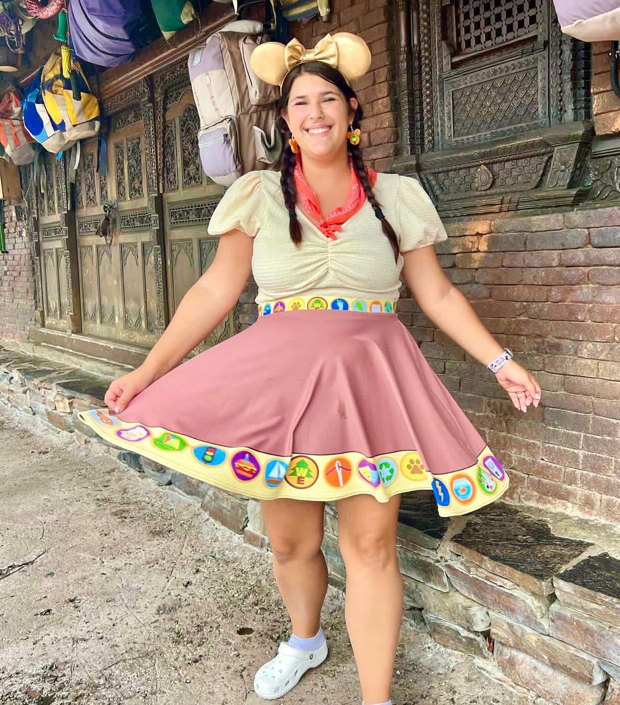 Wilderness Must be Explored Skater Skirt- Running Costume, Cosplay, Scouts, Bounding badge skirtdisney halloweenSkater SkirtLittle Lady Shay Boutique
