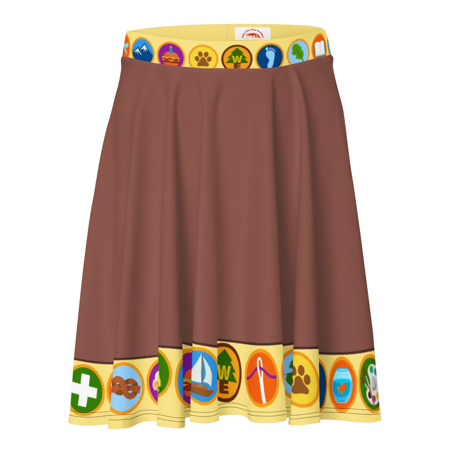 Wilderness Must be Explored Skater Skirt- Running Costume, Cosplay, Scouts, Bounding badge skirtdisney halloweenSkater SkirtLittle Lady Shay Boutique
